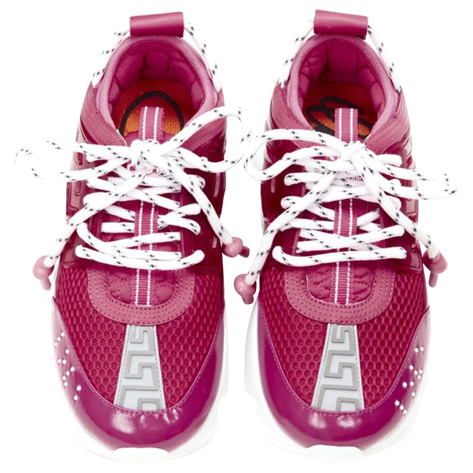 Versace Chain Reaction Fuschia Pink White Chunky Sneaker Eu38 Us8