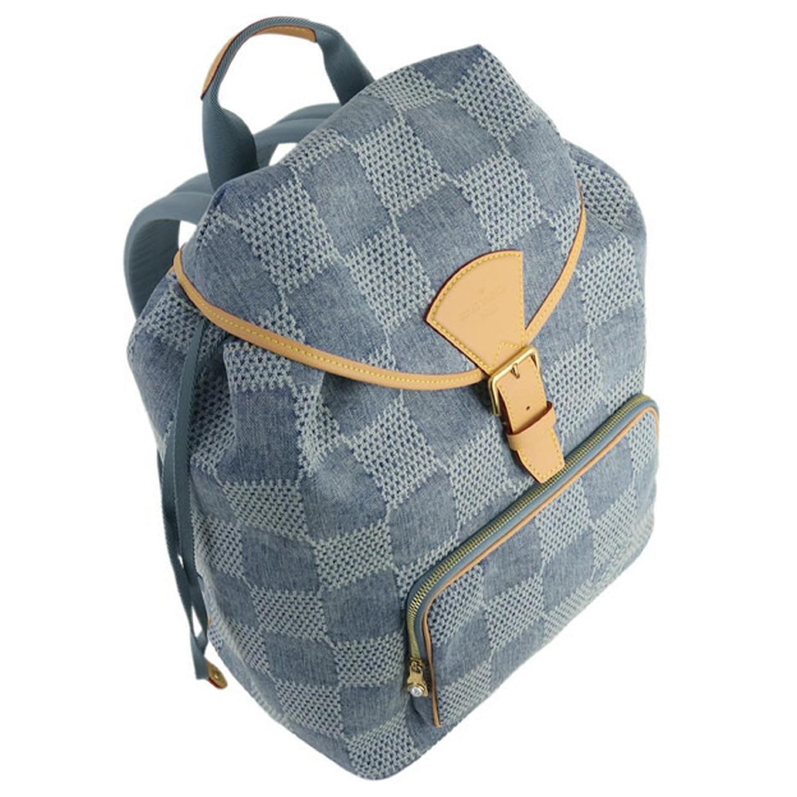 Louis Vuitton Blue Damier Denim 3D Montsouris Backpack Light blue