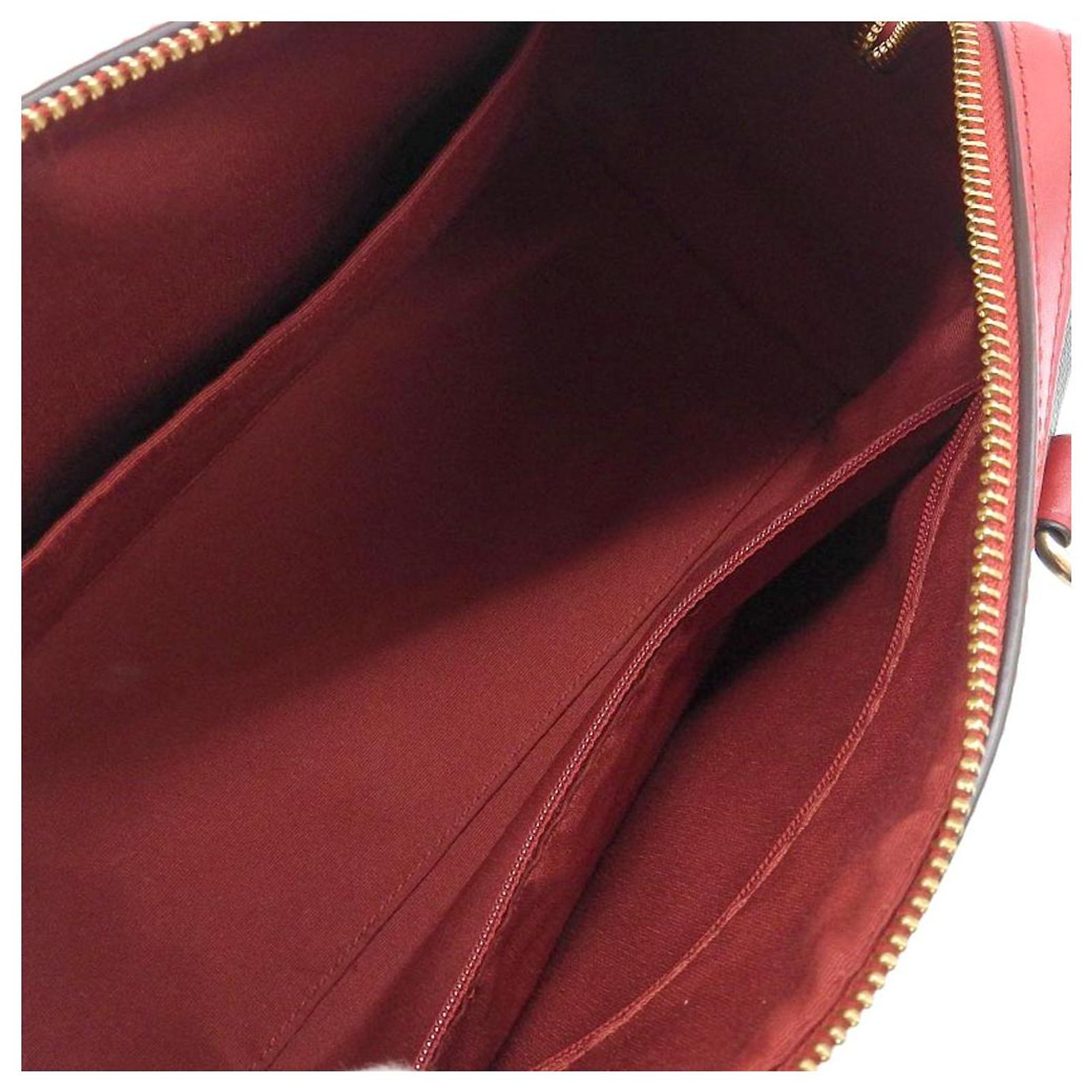 Coach Signature Mini Boston Bag 2WAY Handbag PVC Leather Brown Red 