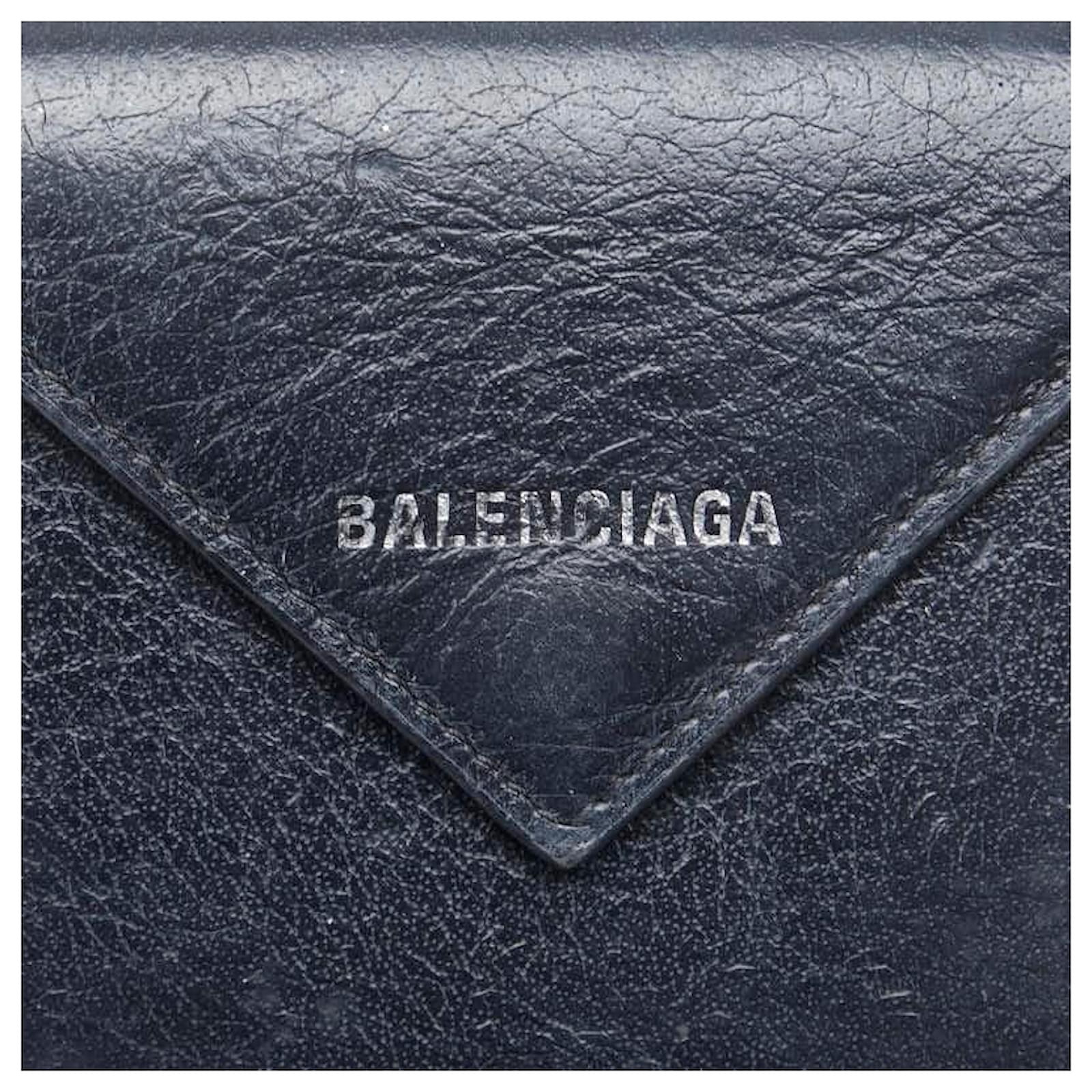 Autre Marque Balenciaga Leather Paper Wallet Black