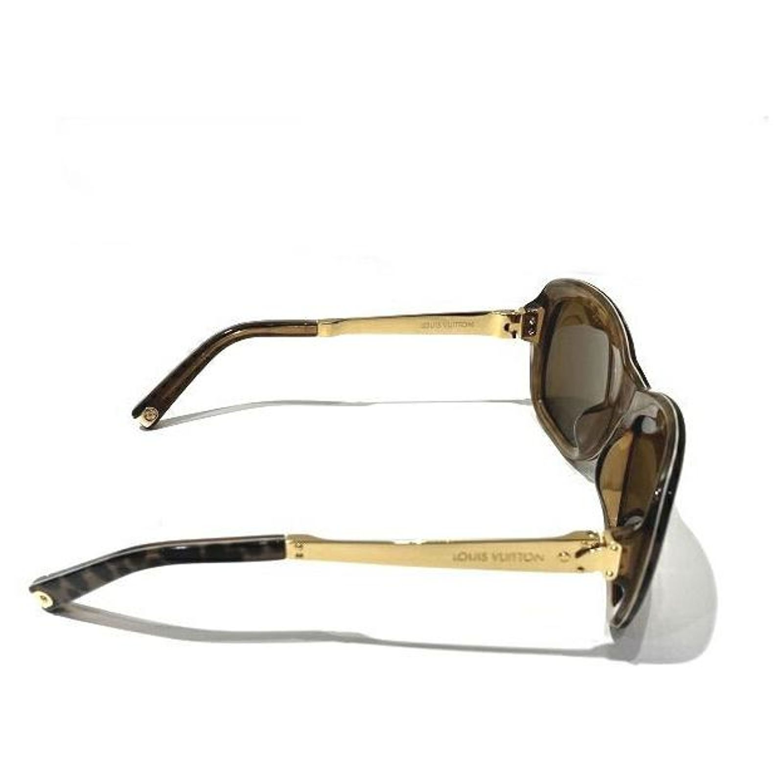 Authentic LOUIS VUITTON Brown/Beige Leopard Spotted Acetate Sunglasses Z0558W LV Petit Soupçon Cat Eye Sunglasses S00 - Women  main image 3
