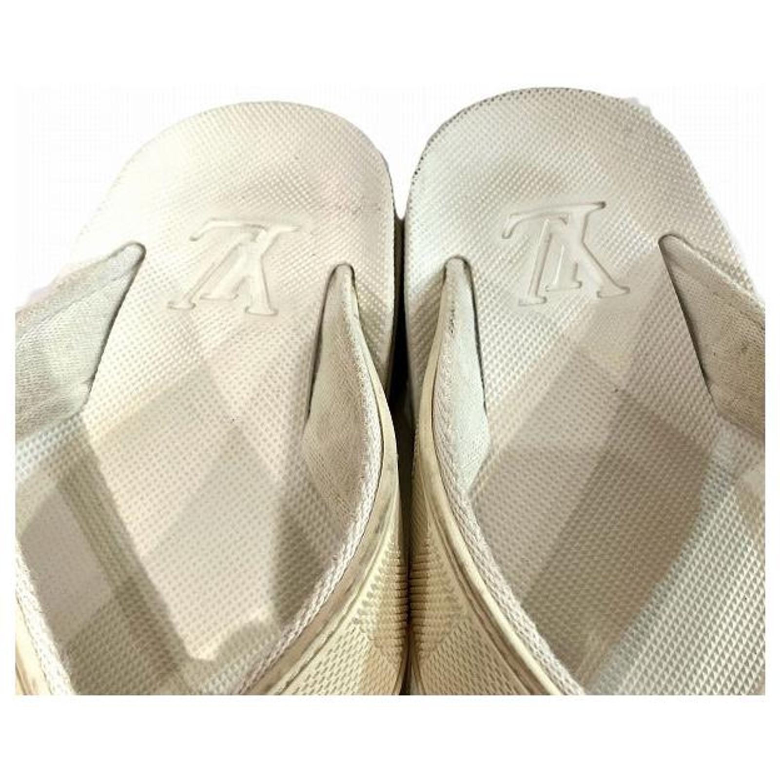 Louis Vuitton Ivory Damier Rubber Sandals Louis Vuitton Damier Azur Starboard Wedges 35 Tan 1738858  main image 3