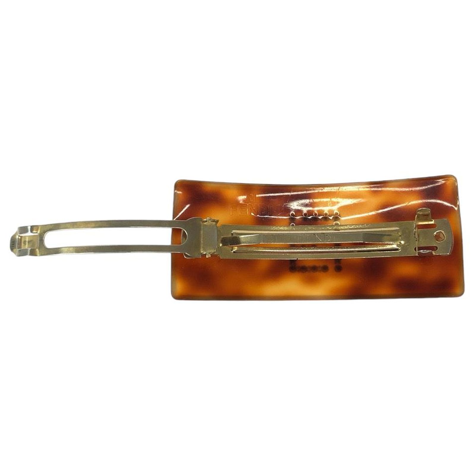 Fendi Tortoise Barrette FENDI Logos Used Barrette Hair Clip Brown Gold Vintage  main image 2