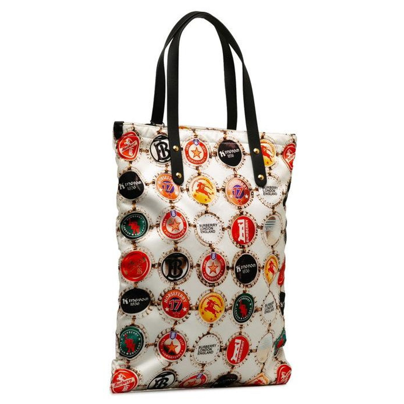 Burberry Bottle Cap Logo Nylon Leather Handbag White Cloth ref 
