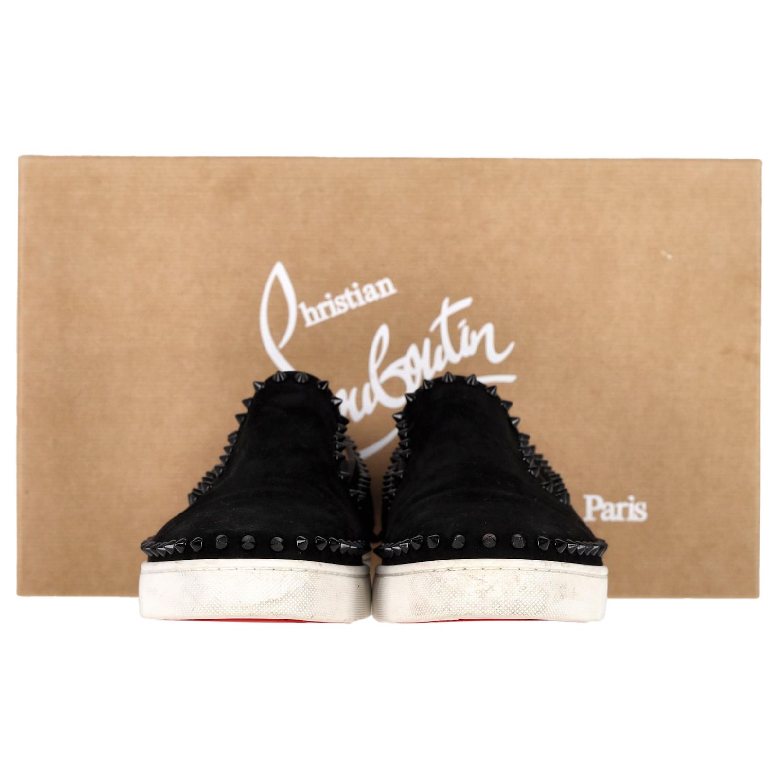 Christian Louboutin Suede Embellished Pik Boat Sneakers Size 40 / USA 7 Christian Louboutin Red Spike Flat Men Dress Shoes 42.5 Slip  main image 2