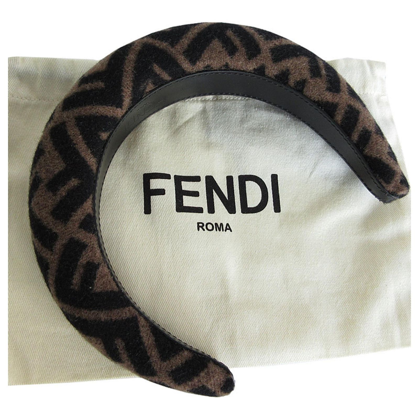 Fendi Zucca Fabric Headband Brown Black ref.JC1662421 (Sold 