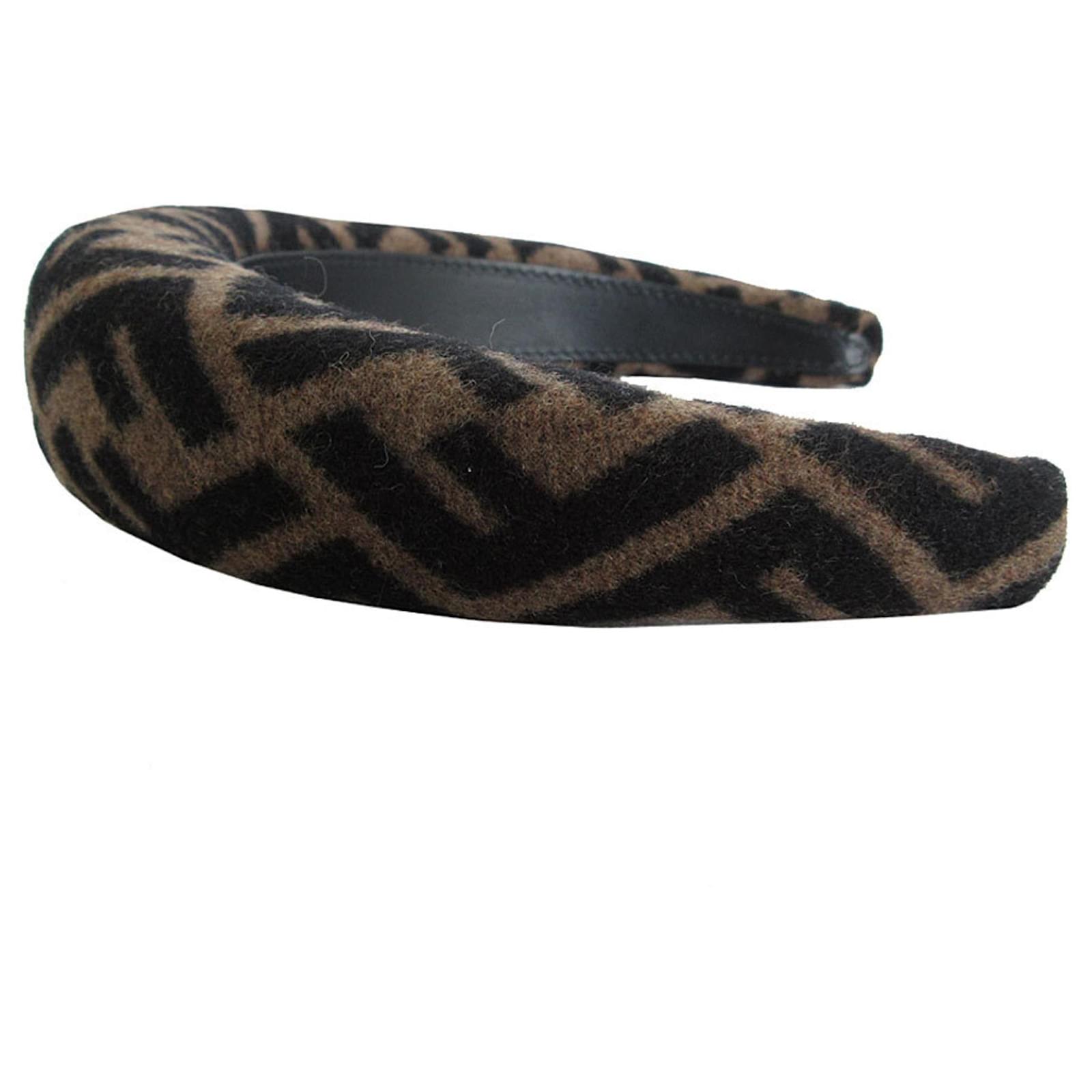 Fendi Zucca Fabric Headband Brown Black Joli Closet