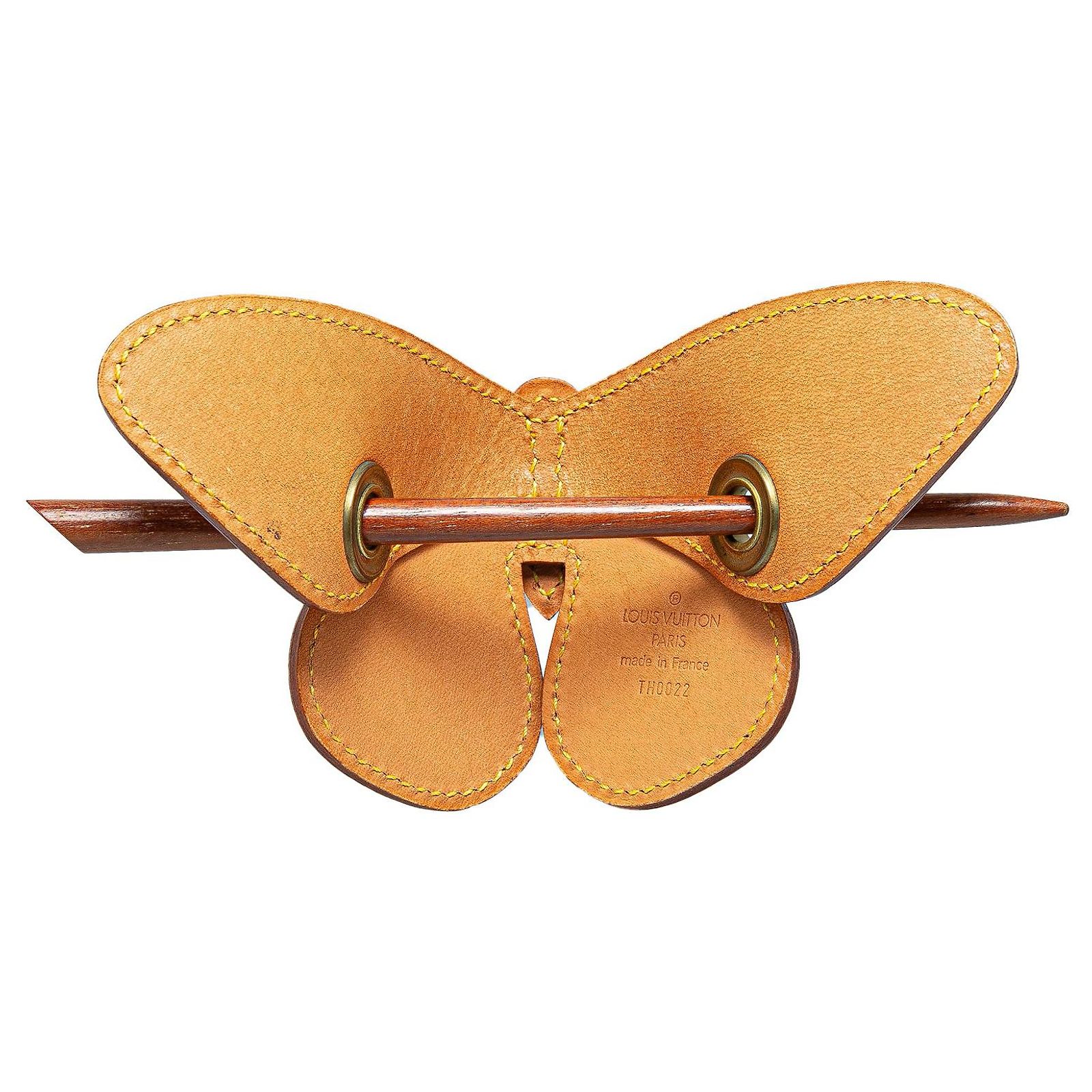Brown Louis Vuitton Monogram Butterfly Barrette Hair Pick 