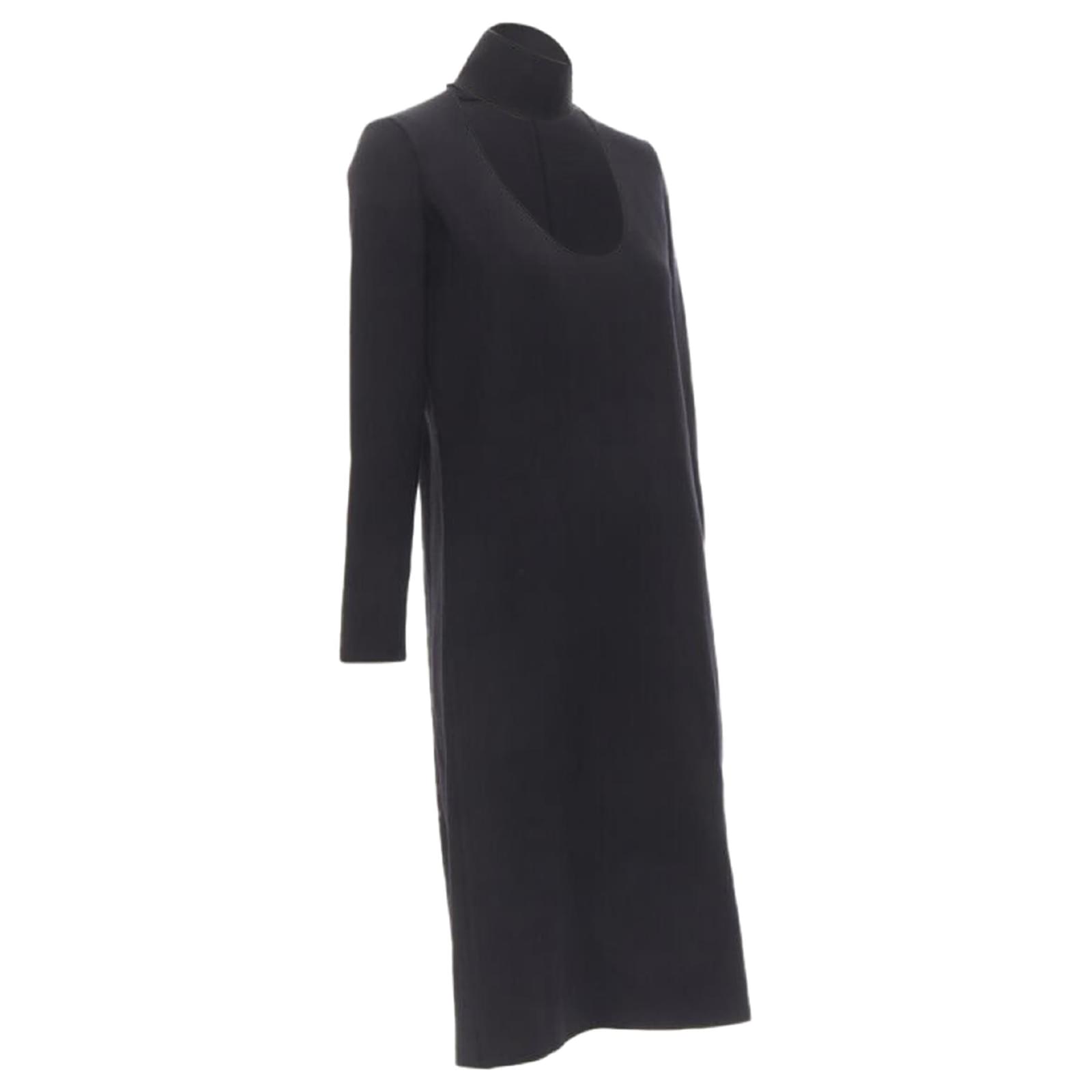 Bottega Veneta 2019 Runway Black Thick Wool Blend Cut Out