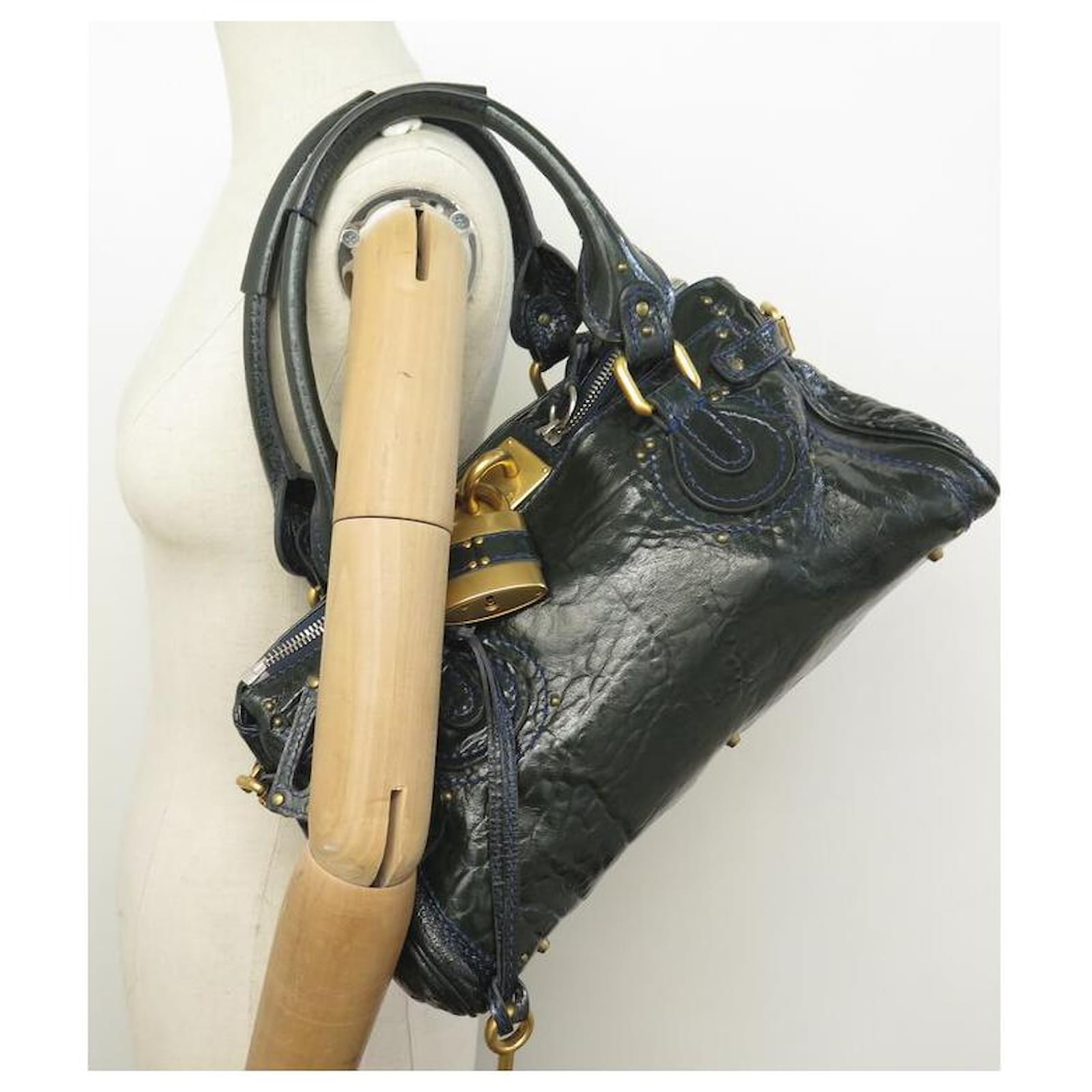 Chloé NINE CHLOE PADDINGTON PM HAND BAG IN GREEN PATENT LEATHER +