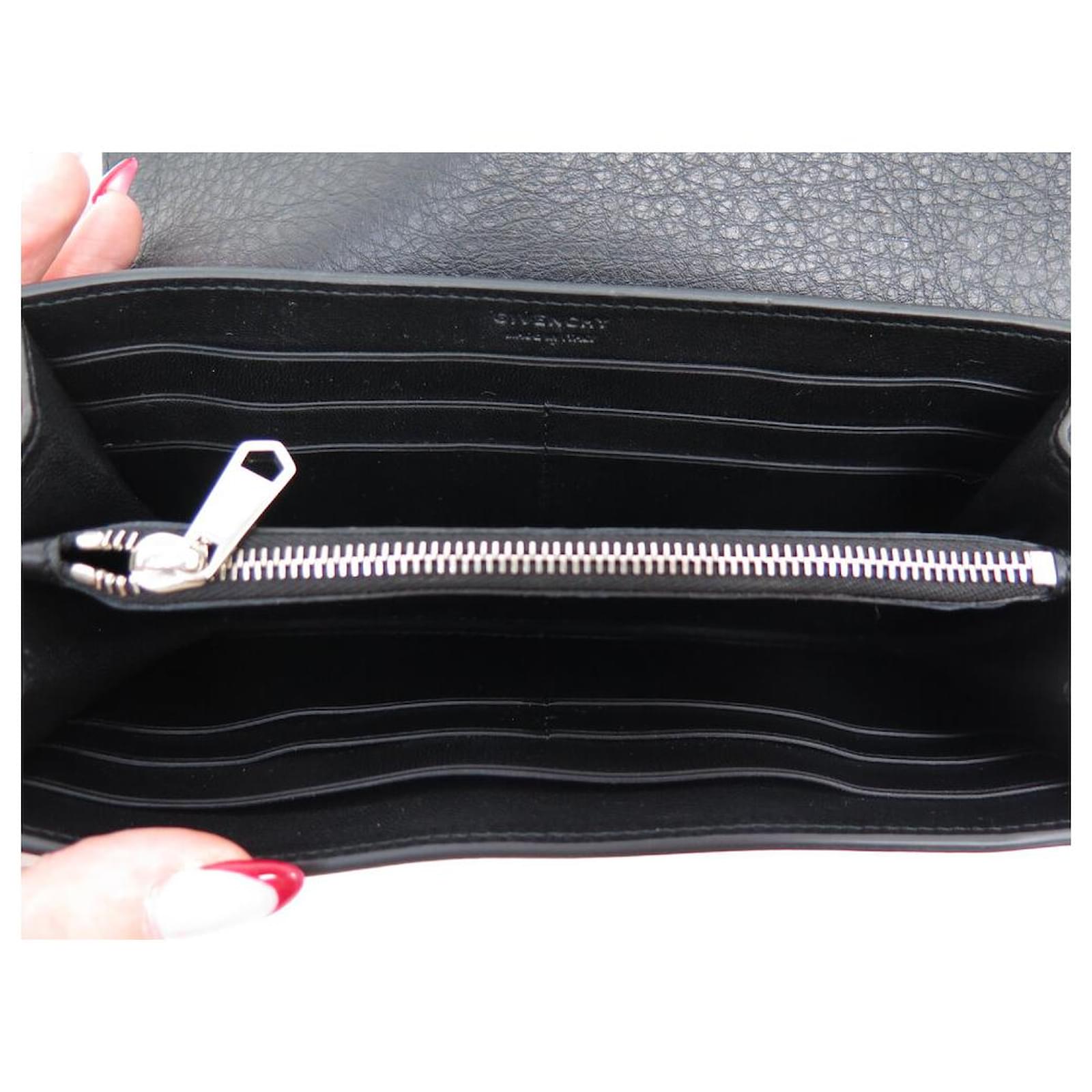 LONG GIVENCHY SHARK LEATHER GRAIN BLACK WALLET BC06946695 + BOX