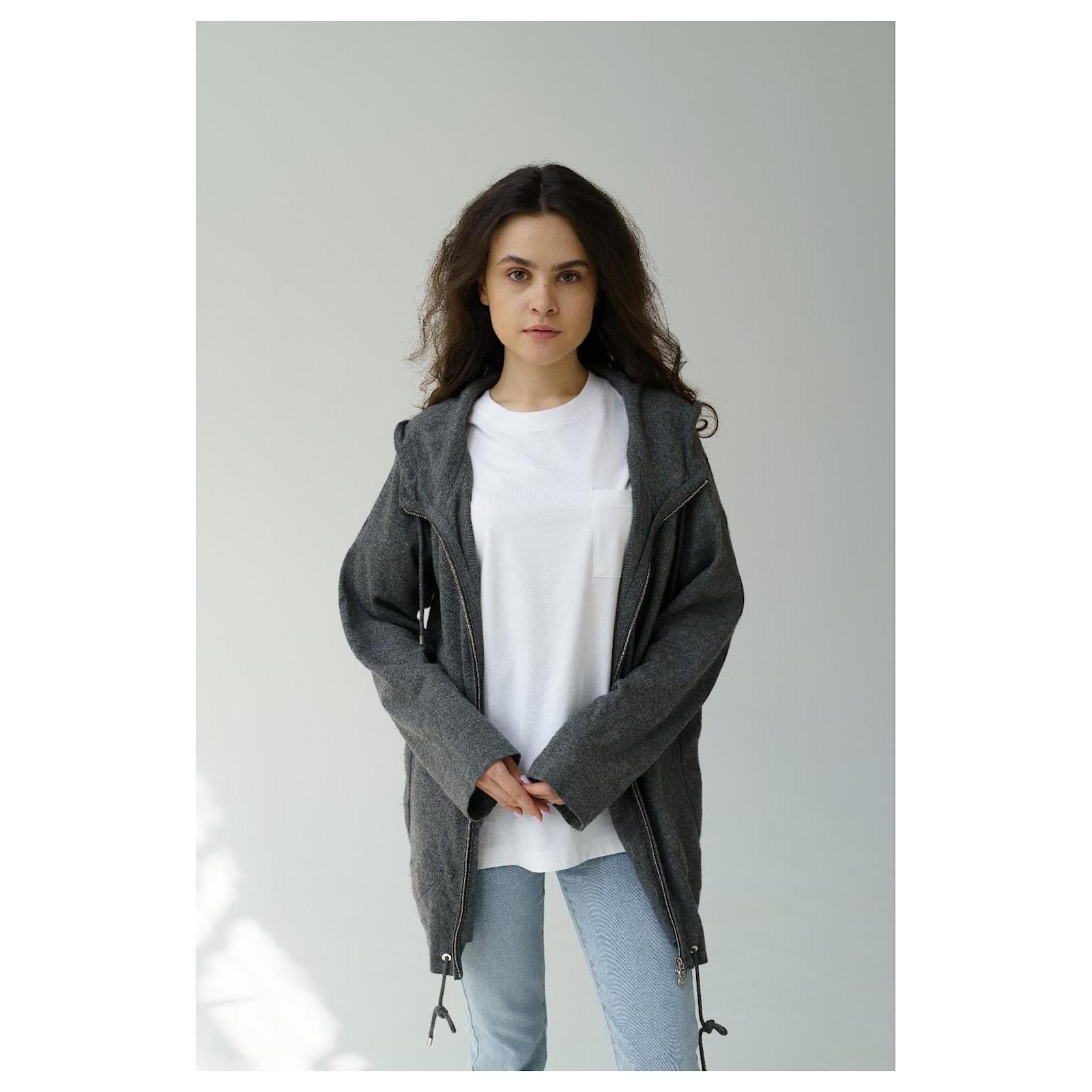 Chanel & Karl Lagerfeld Sport line Gray Zipped Cashmere Hoodie big