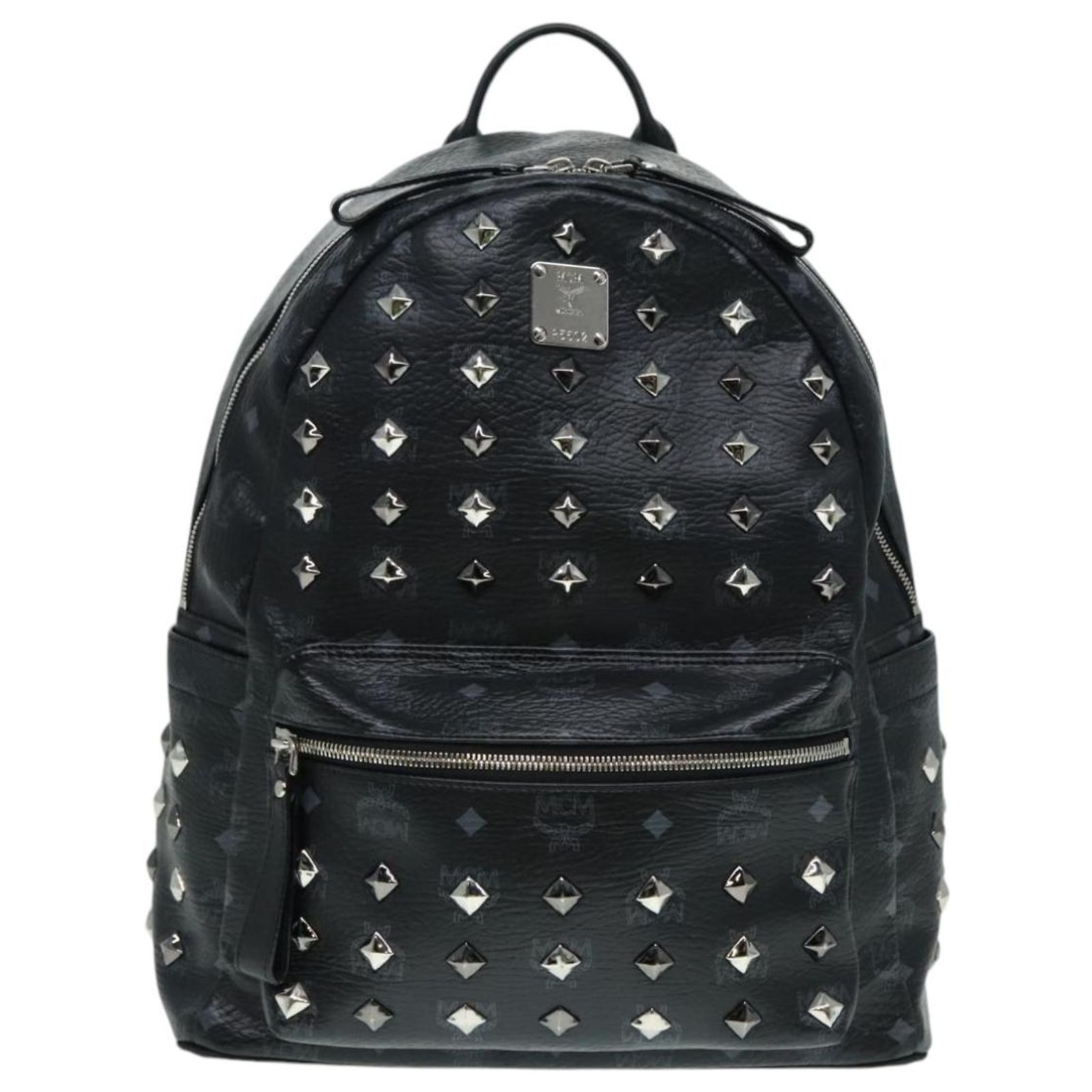MCM Vicetos Logogram Backpack PVC Black Auth MCM Vicetos Logogram Studs Backpack PVC Black Auth ac3197  main image 4