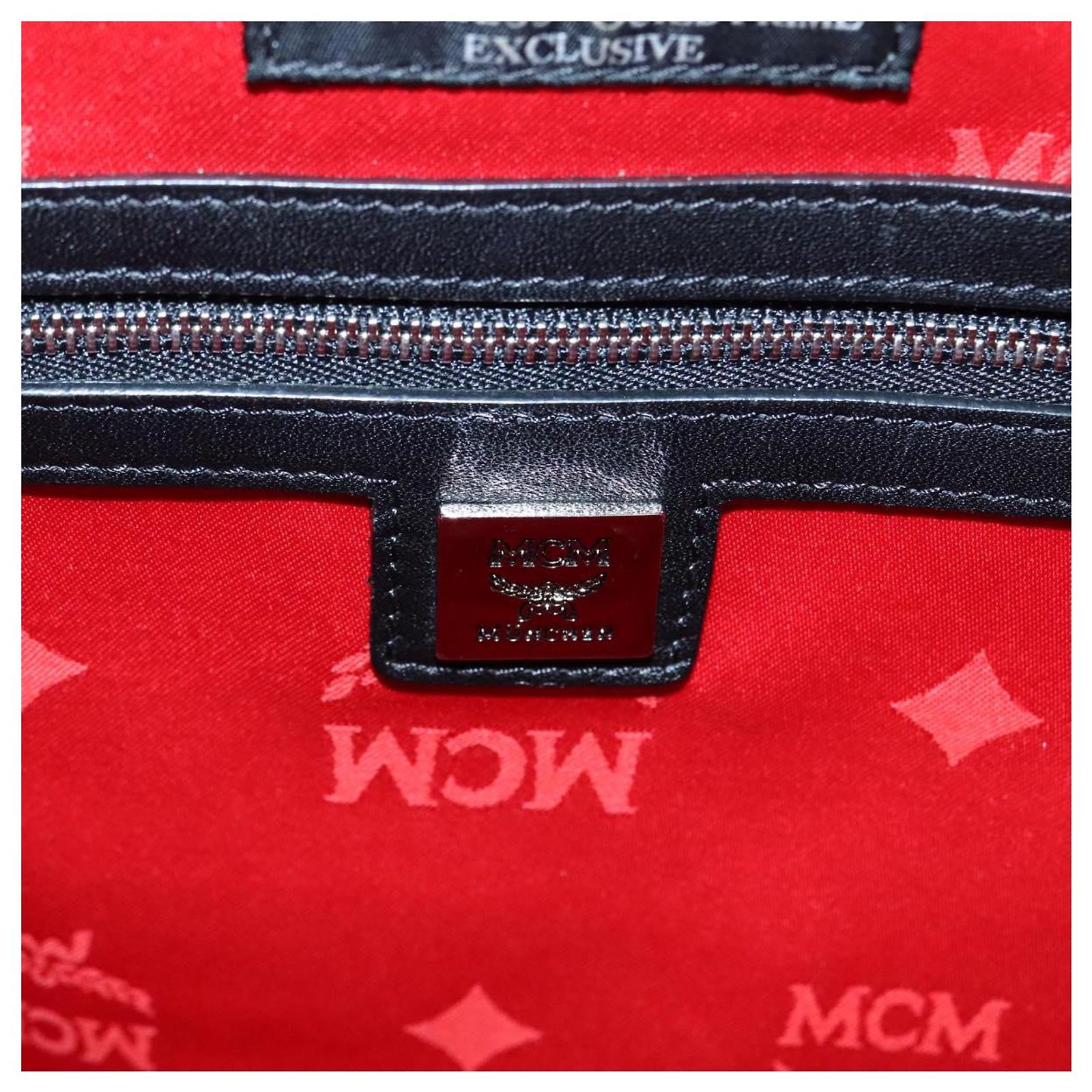 MCM Vicetos Logogram Studs Backpack PVC Black Silver Auth  display picture 1