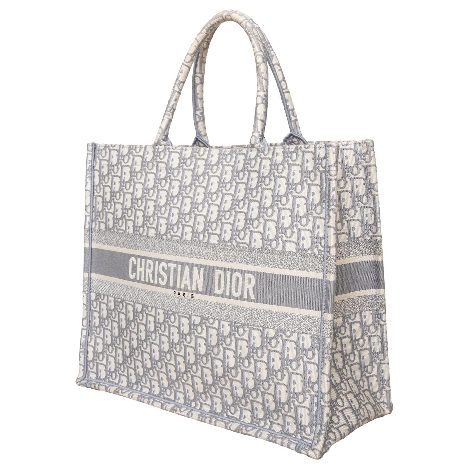 GroBe Buch Tote aus Dior Oblique Canvas Grau Leinwand ref.1669019 Joli Closet