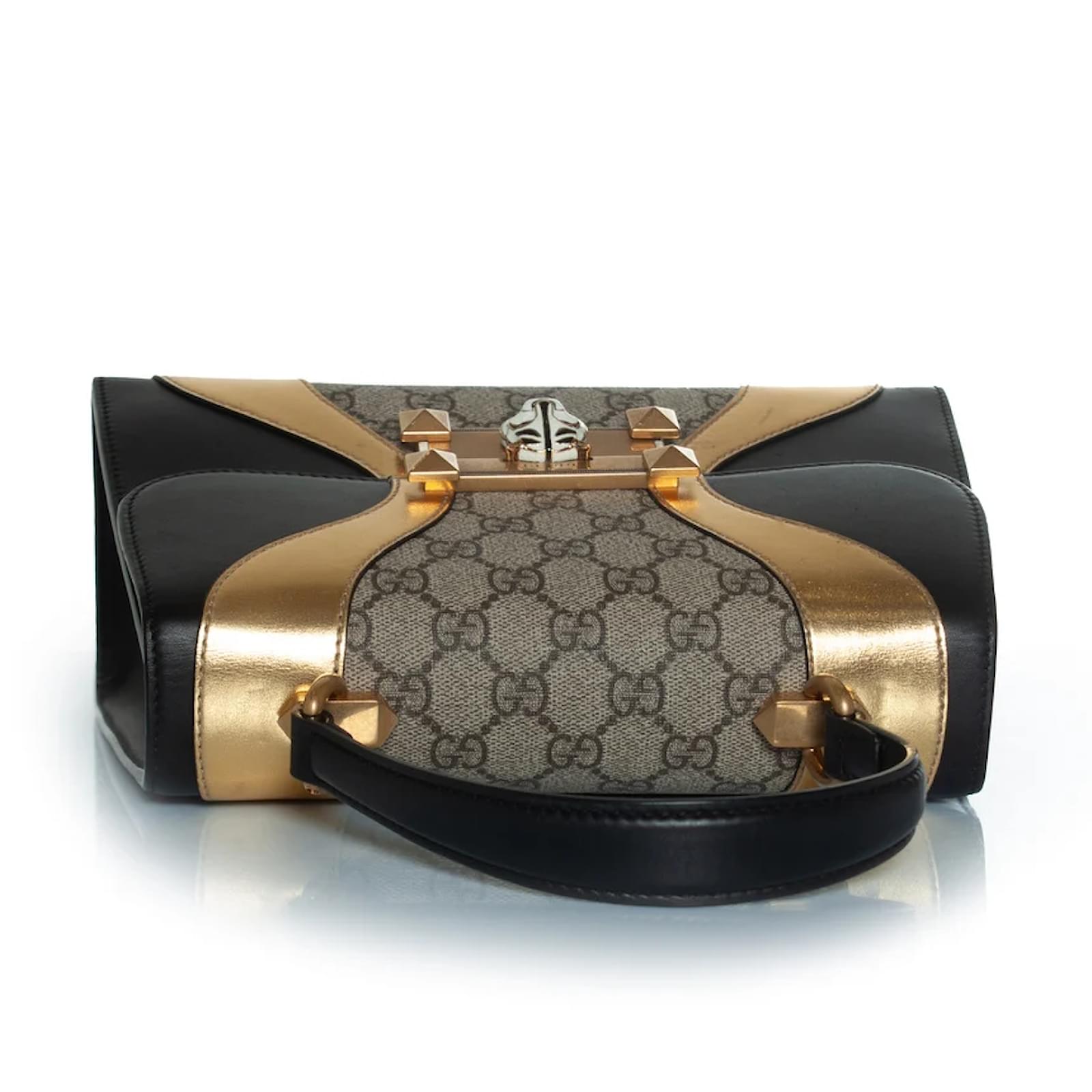 Gucci, Supreme monogram Osiride top handle bag Brown Black Golden