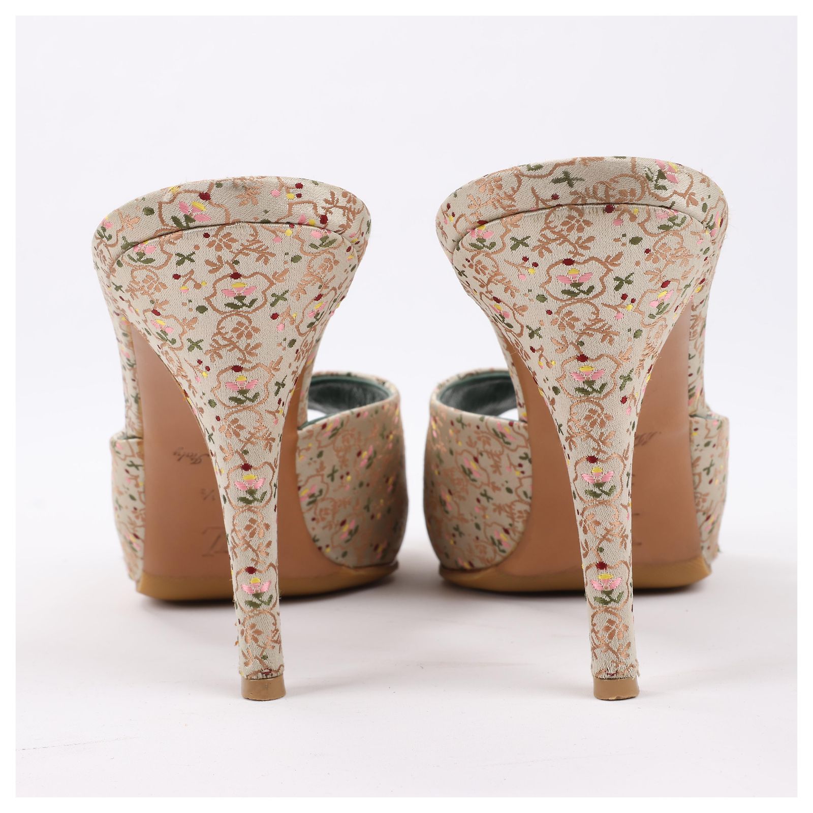 Louis Vuitton Embroidered Fabric Bow Slide Sandals with Heel in Off ...