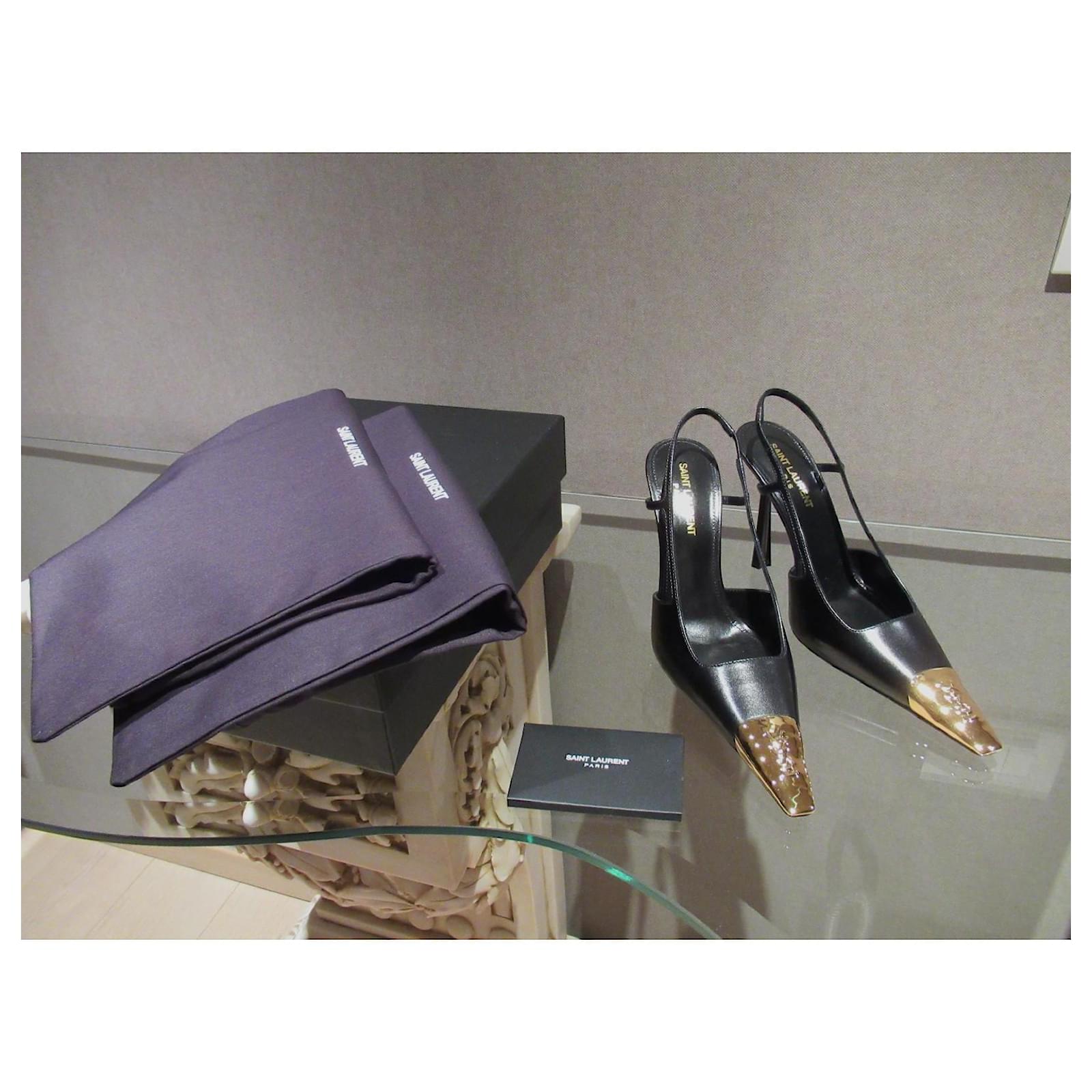 Saint Laurent Jeanne slingback pumps Black Gold hardware Saint Laurent Jeanne slingback pumps Black Gold hardware