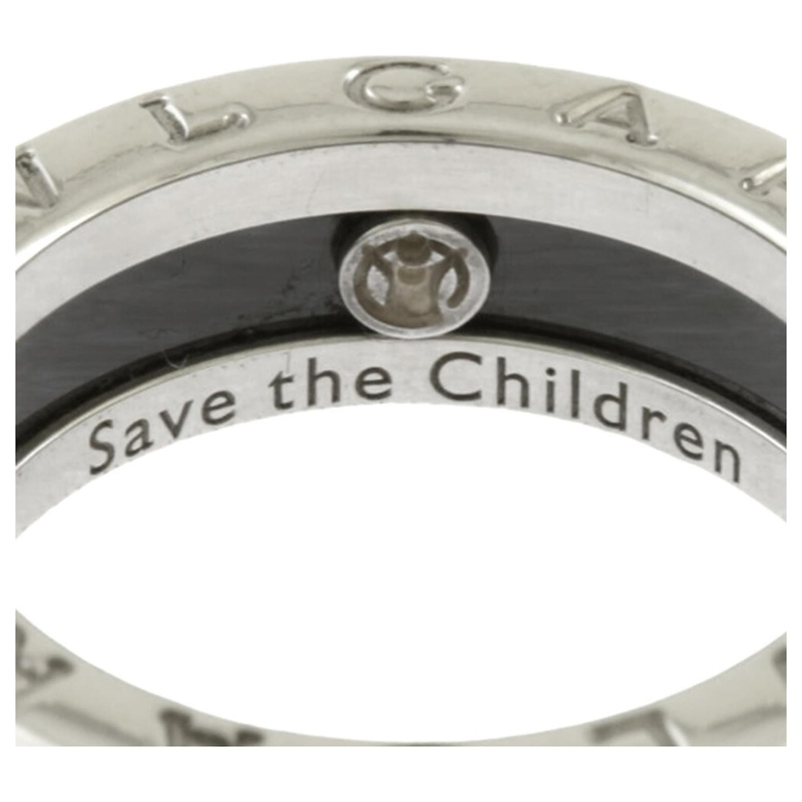 Bulgari Bvlgari Save the Children Band Ring Silvery Silver Ceramic