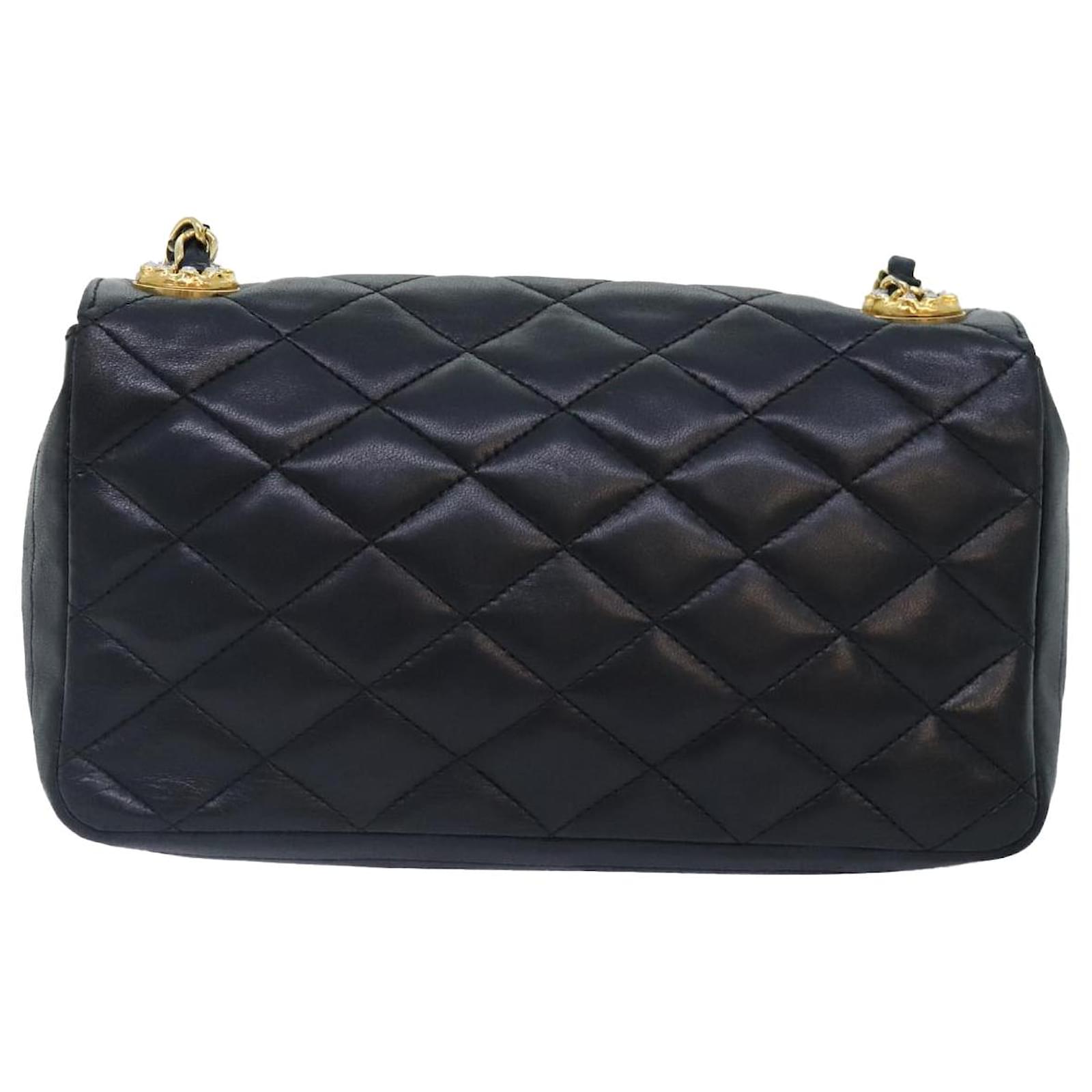 CHANEL MATELASSE COCOMARK ラムスキン CHANEL Matelasse COCO Mark Chain Stone Bag Lamb Skin Black