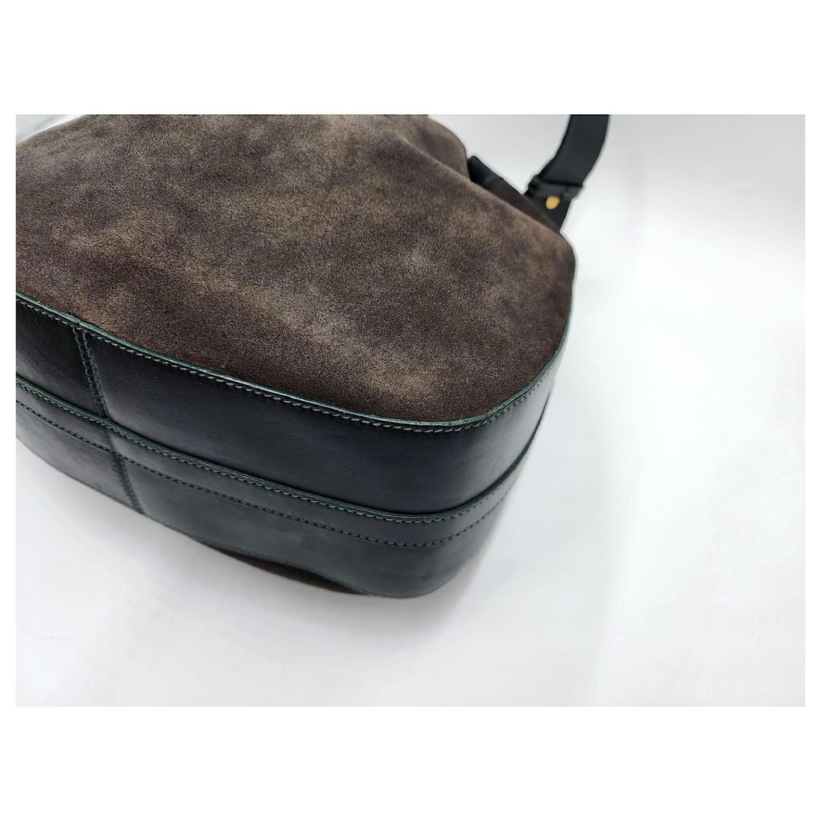 Gucci Vintage Horsebit Drawstring Bucket Bag Dark green