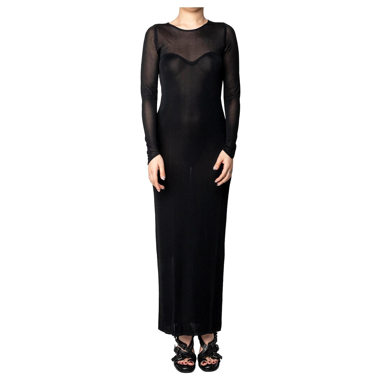 90s black mesh dress 90s All That Jazz Black Mesh Cut Out Dress Size S