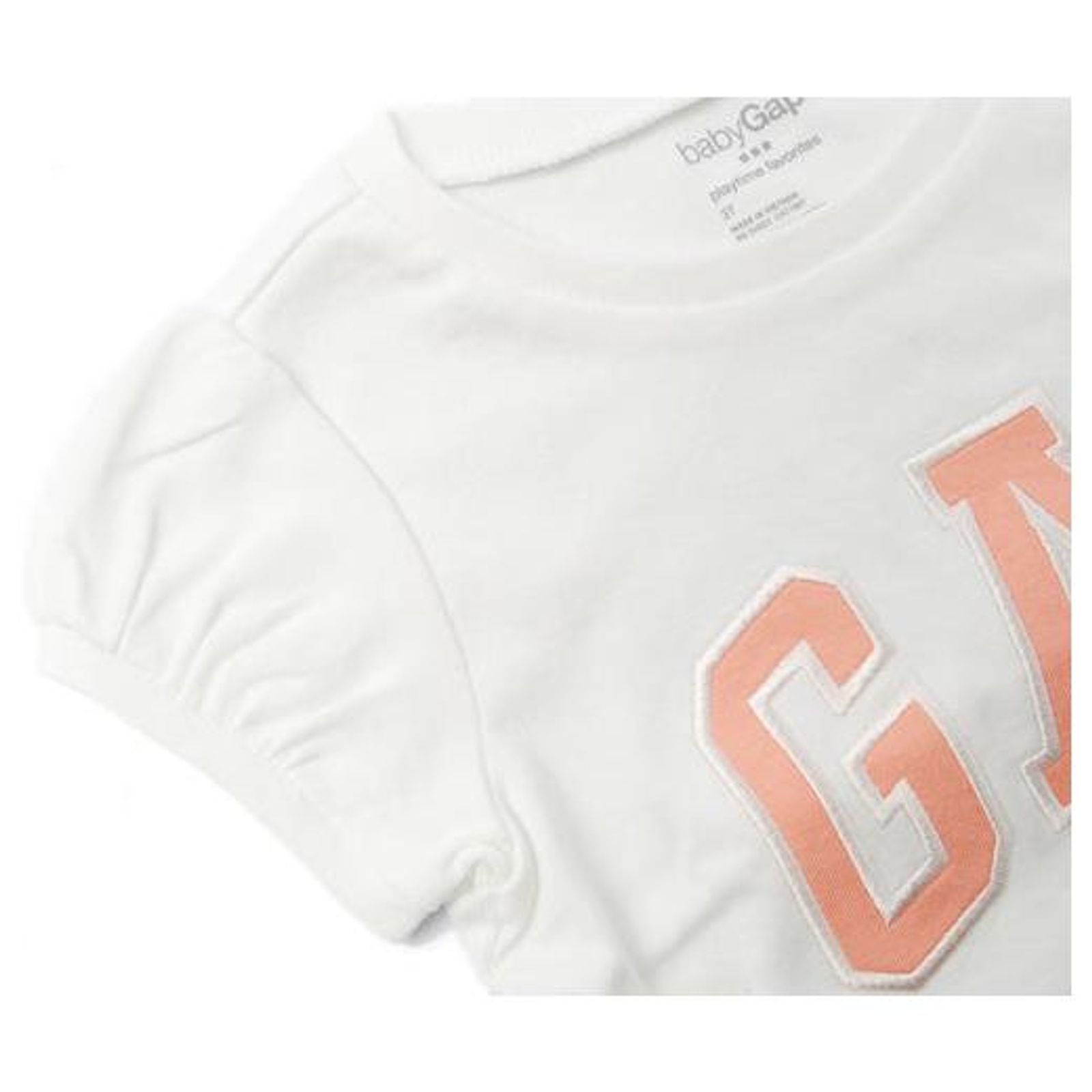 T-shirt Blanc Gap Enfant Fille 13 Ans (XL) Avec Logo Pailleté - Occasion Très Bon état