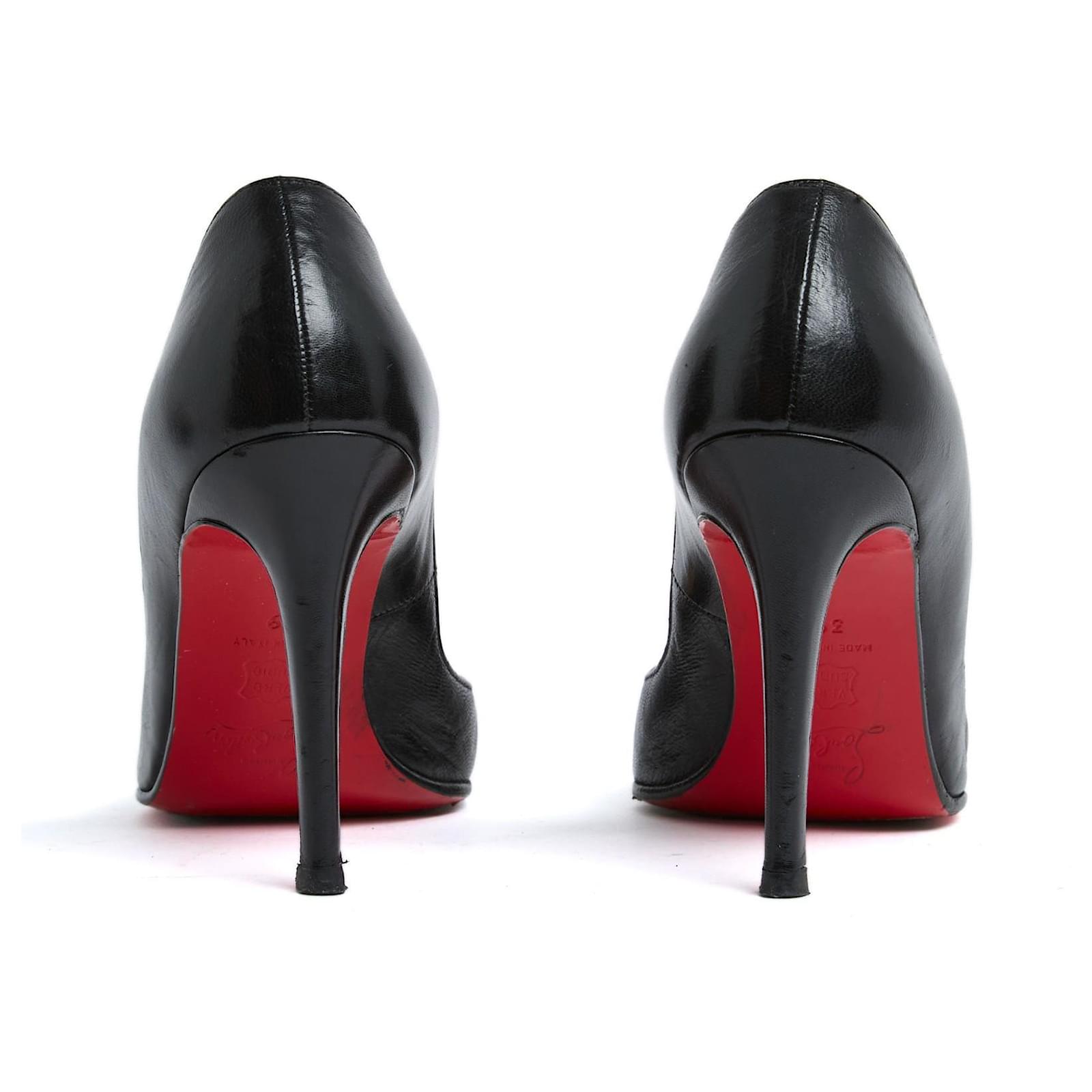 EU39 Christian Louboutin ブラックハイヒール 366A Christian Louboutin - Donna Black Leather Spiked Heel Pump, 85mm