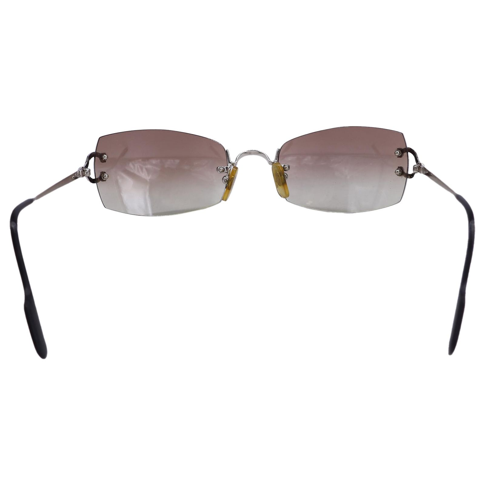 Cartier Red Rimless Cartier Rimless Gradient Sunglasses 135 in Brown Metal Red ref.1678036 ...