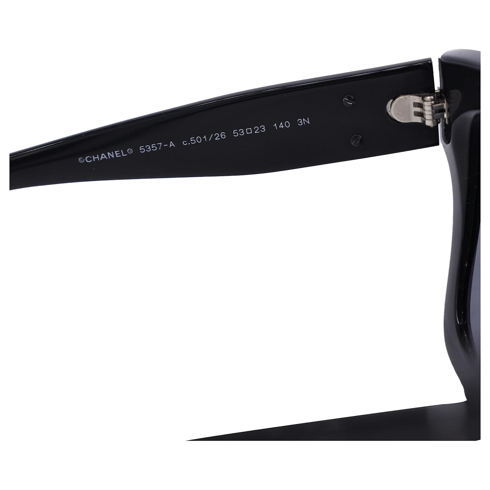 Timeless Chanel 5357-A CC Logo Square Frame Sunglasses in Black