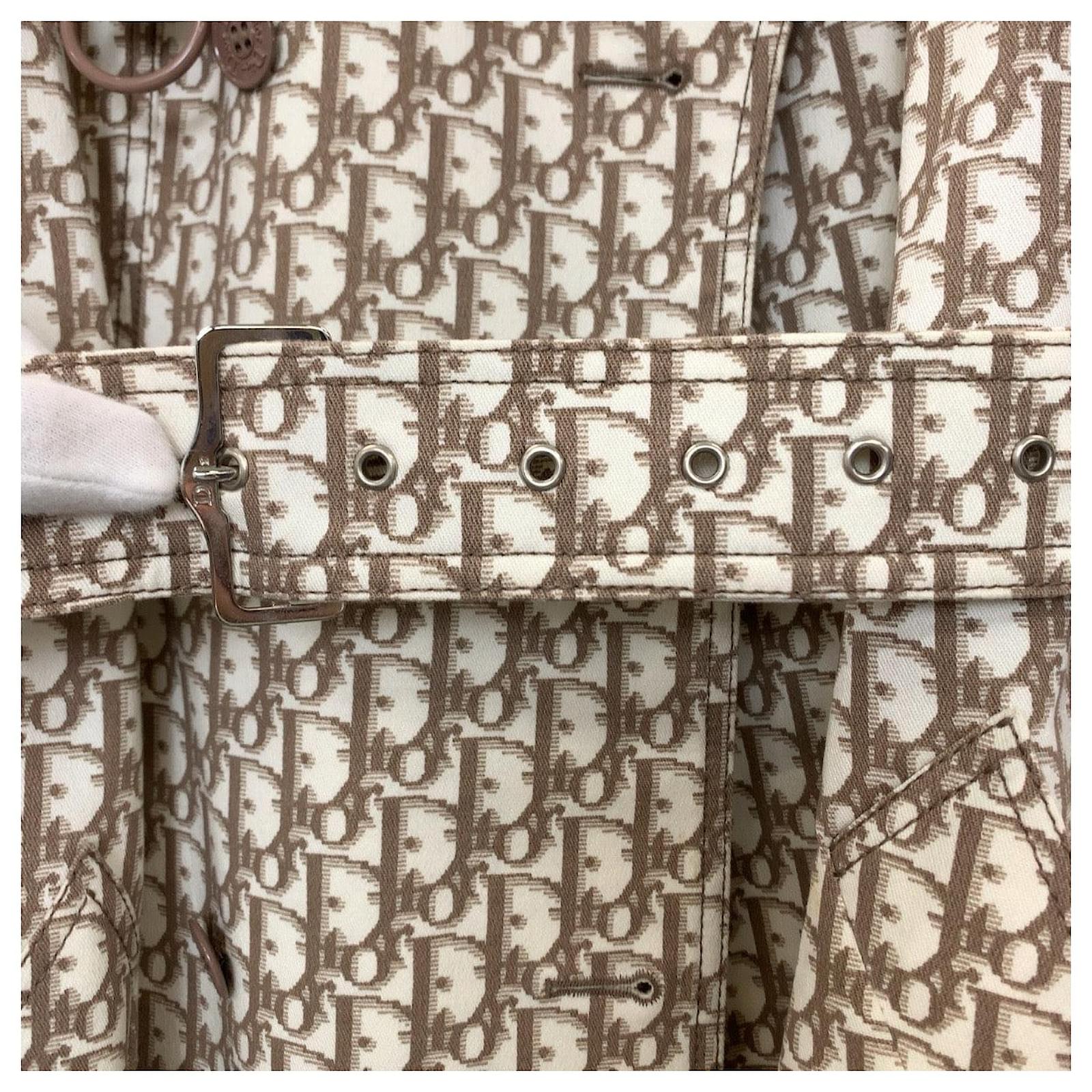 Dior Cotton Trotter Floral Embroidery Trench Coat Beige ref