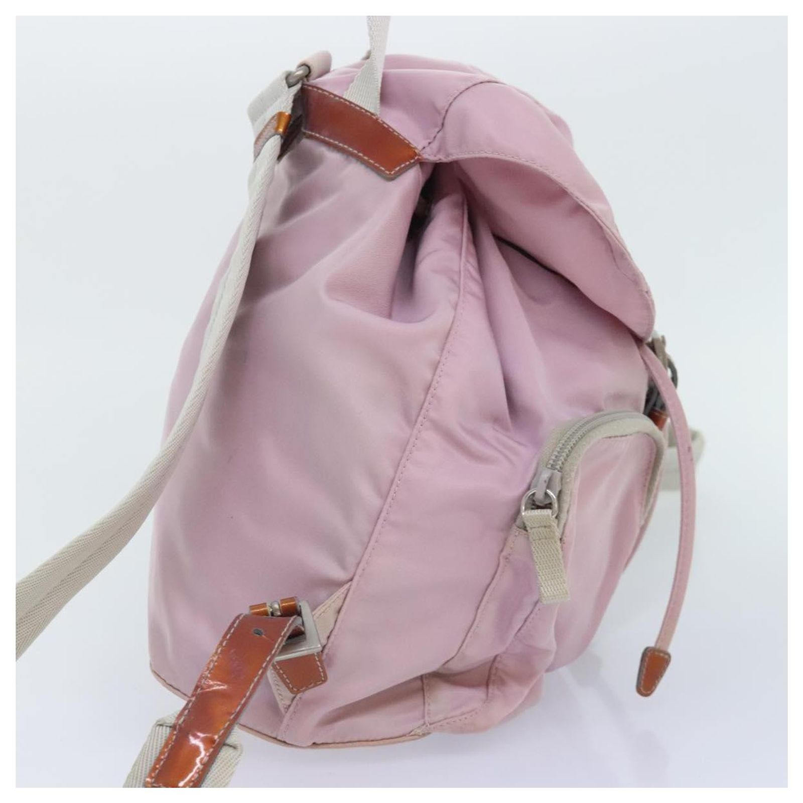 PRADA Backpack Nylon Pink Silver Auth 89617 Silvery ref  display picture 2
