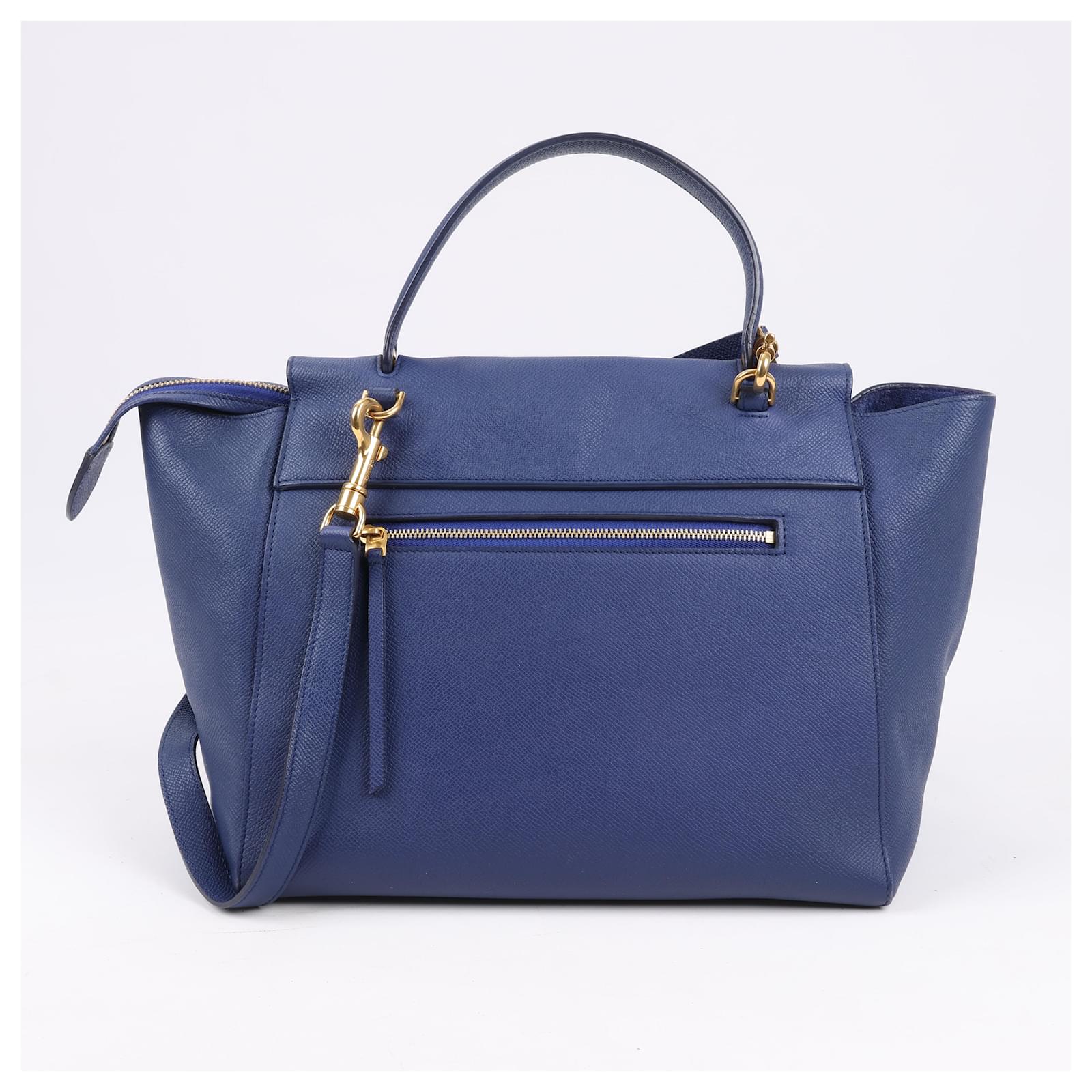 Celine CELINE Belt Bag Grained Calfskin Mini 2Way Handbag in Blue Leather ref.1685603 Joli Closet