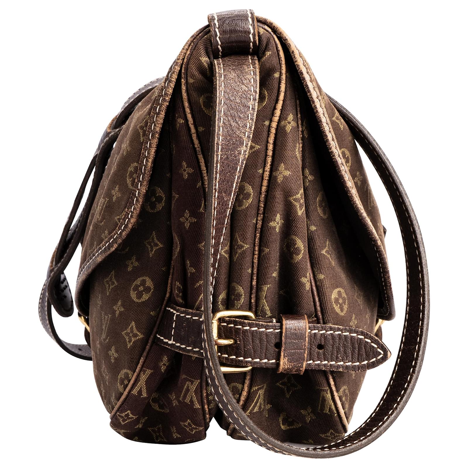 バッグ louis vuitton saumur denim Louis Vuitton Denim Saumur Crossbody Bag Brown Cloth ref