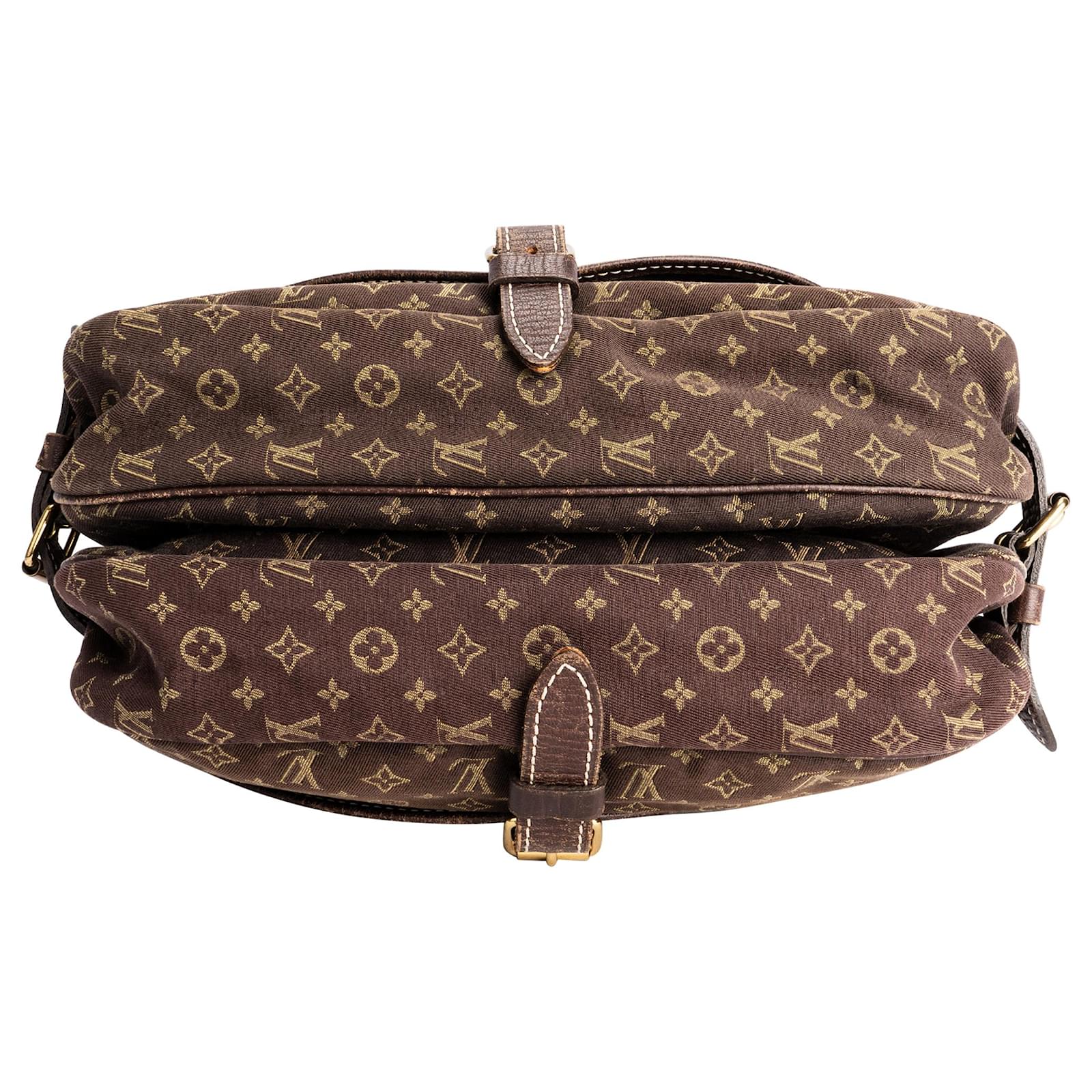 バッグ louis vuitton saumur denim Louis Vuitton Denim Saumur Crossbody Bag Brown Cloth ref