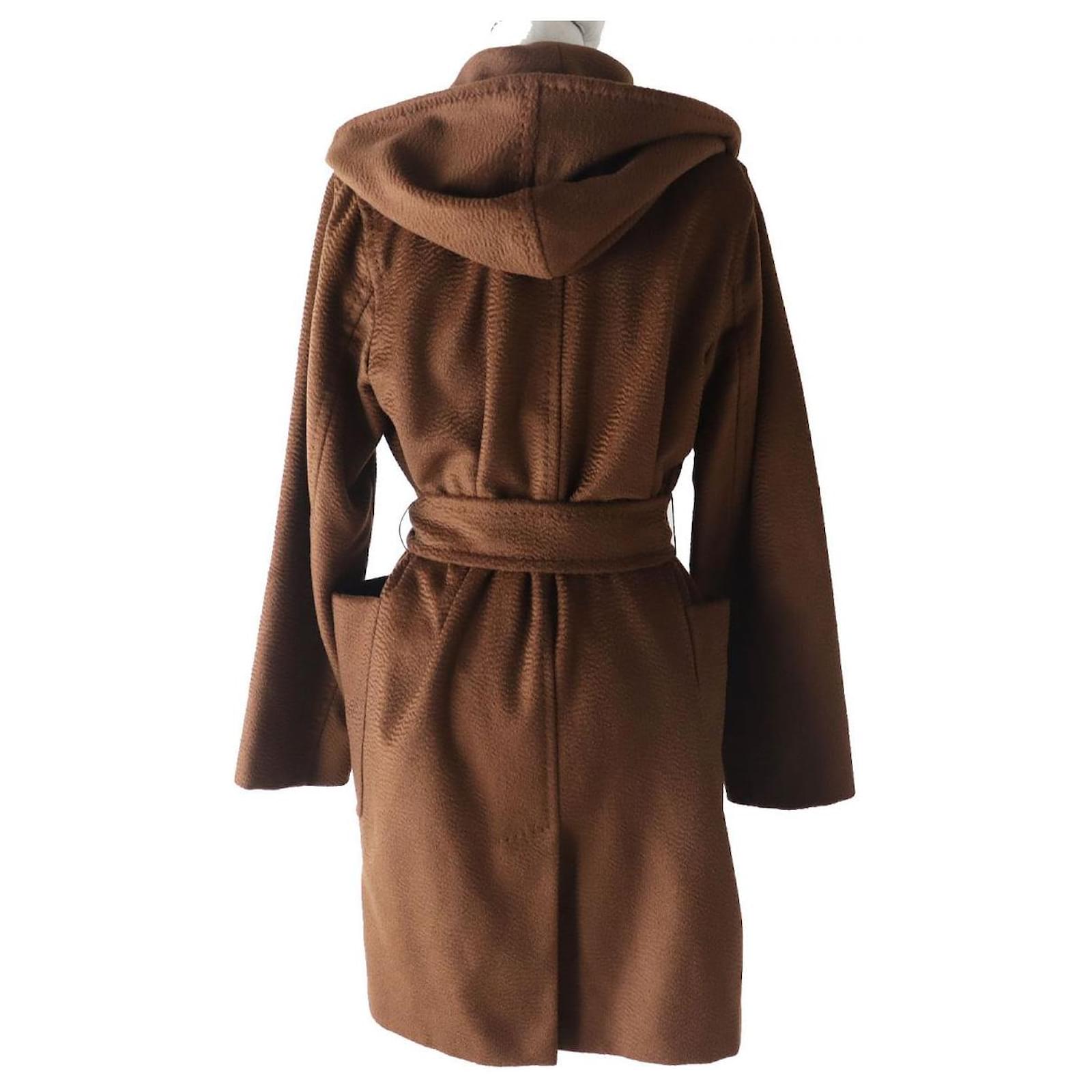 Max Mara MaxMara RIALTO 100% Kamel Kapuzenmantel Braun
