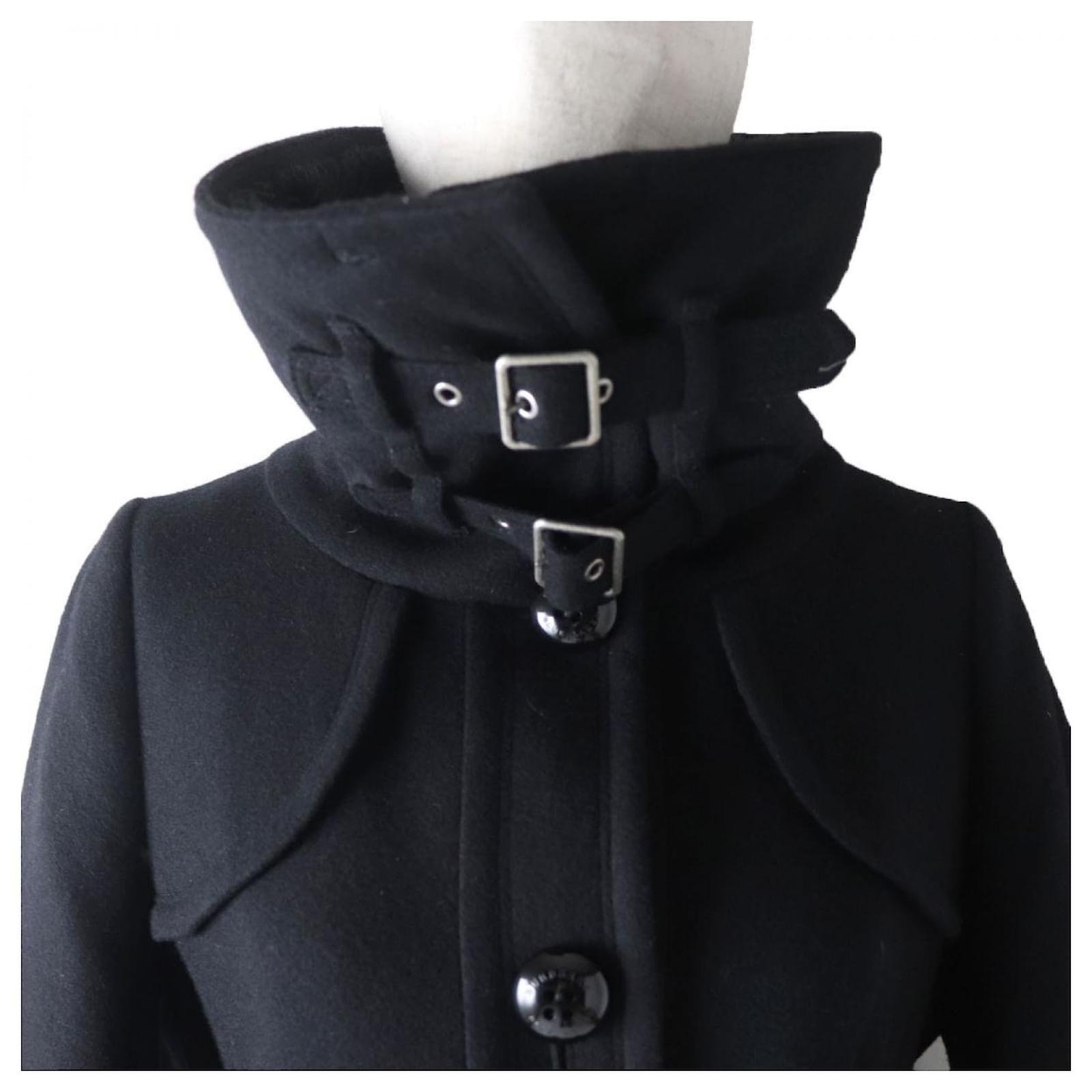 Burberry Blue Label Wool Belted Coat, Black, Size 40 ref