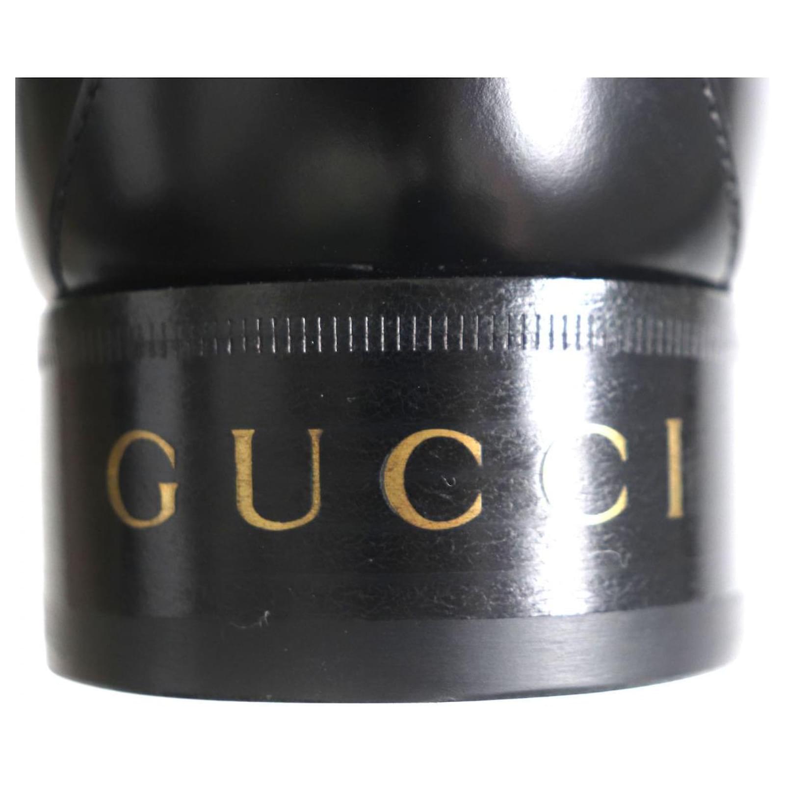 Gucci Leather Tassel Quilted Ankle Boots Black Patent leather