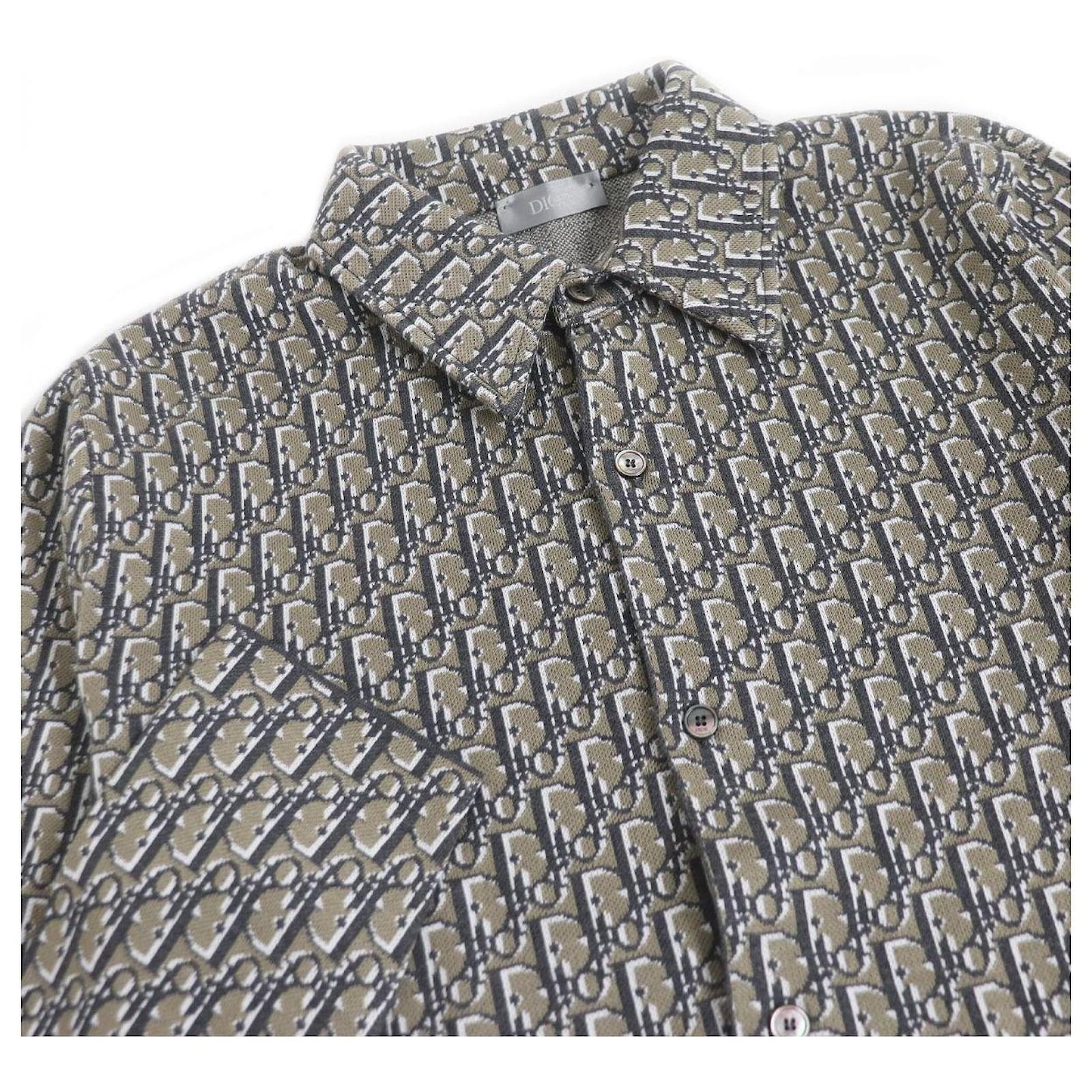 Chemise en tricot à logo oblique Dior XS Beige Coton