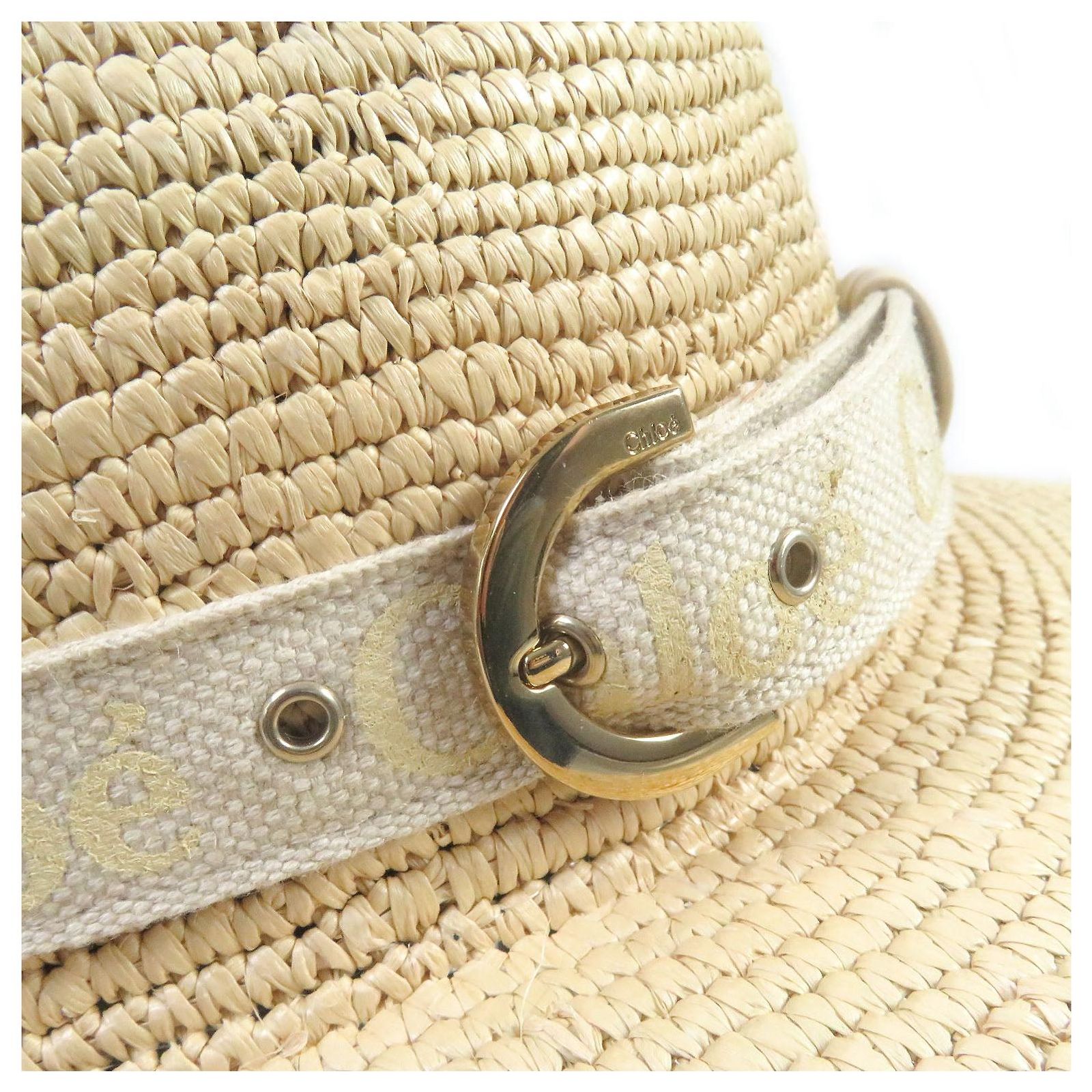 CHLOE X BORSALINO STRAW HAT Size M Chloé Chloe Borsalino Logo Tape Straw Hat Beige M ref  main image 3