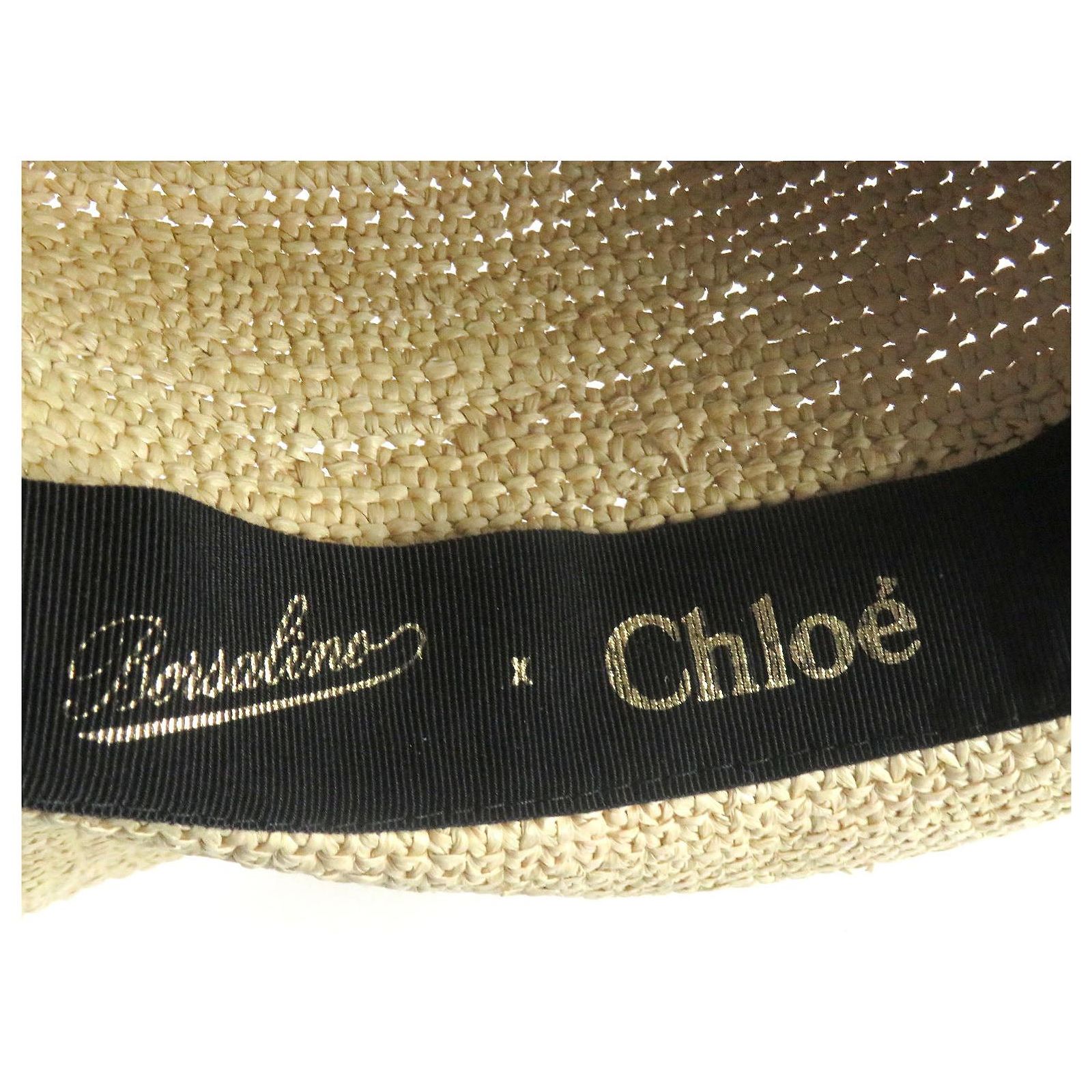 CHLOE X BORSALINO STRAW HAT Size M Chloé Chloe Borsalino Logo Tape Straw Hat Beige M ref  main image 4