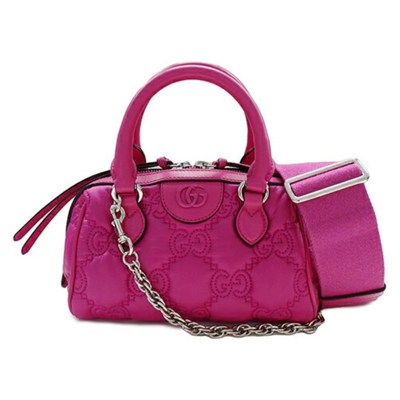 Gucci GG Matelasse Handbag Pink Leather Nylon ref.1693592 - Joli