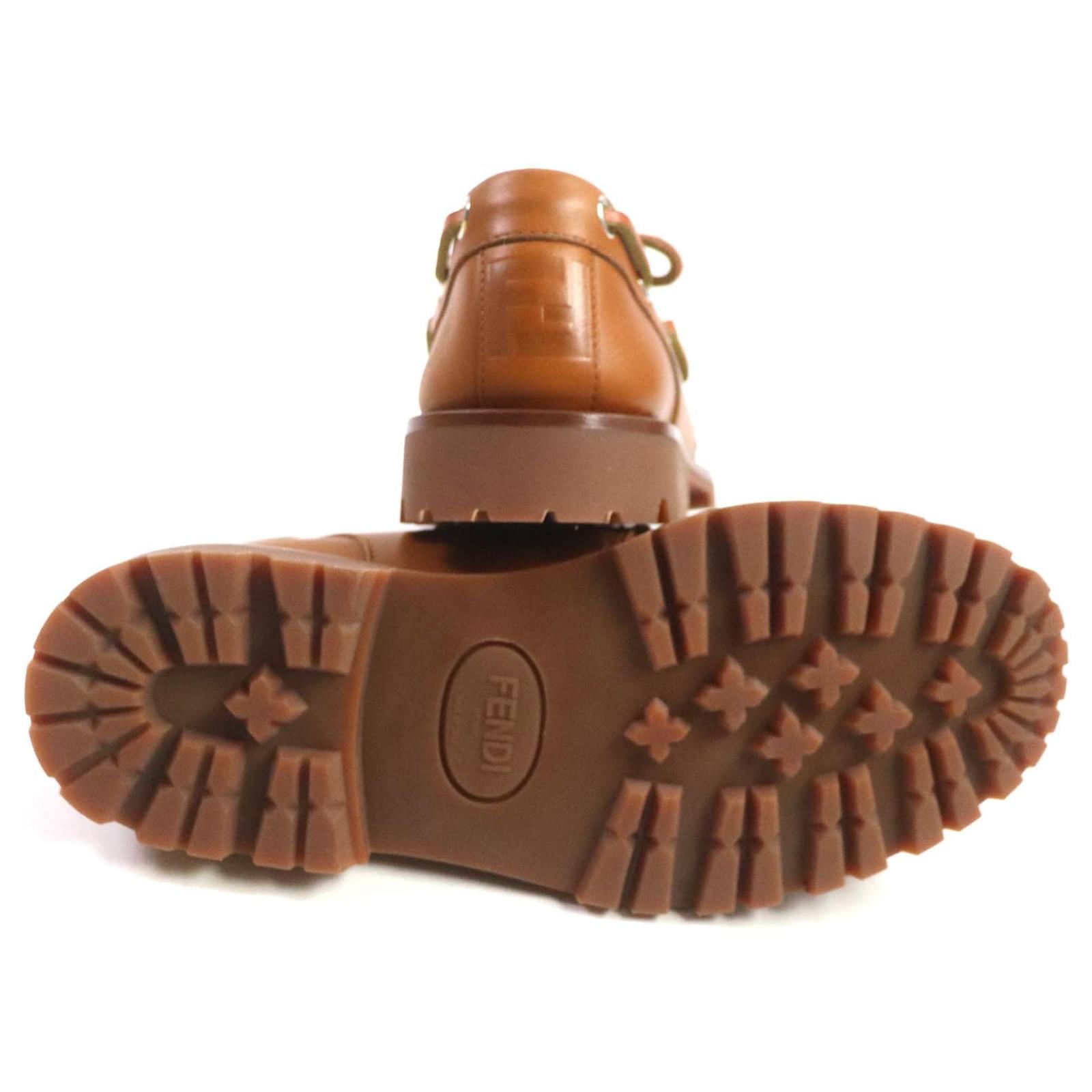 Fendi Zucca Leather Moccasins 7D1407 Brown Joli Closet