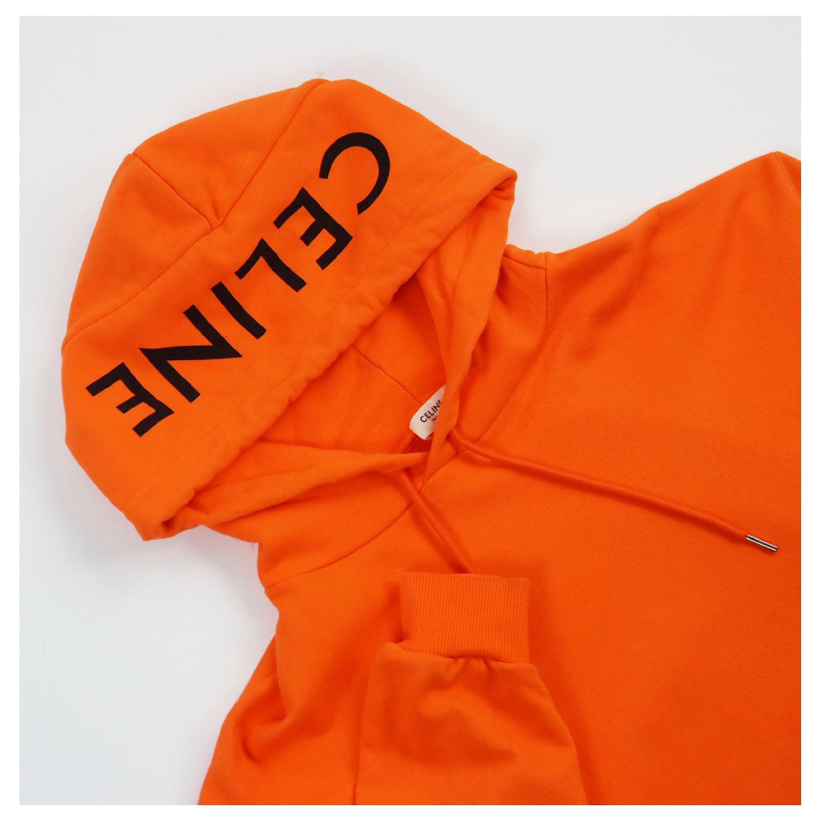 Céline Celine Cotton Loose Hoodie Sweatshirt Orange M ref.1696593