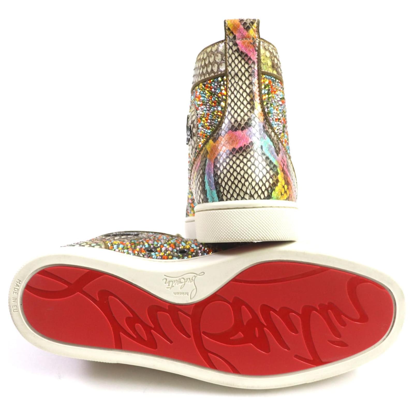 未使用　Christian LouboutinSwarovski スワロフスキー Christian Louboutin Swarovski Python Leather Sneakers