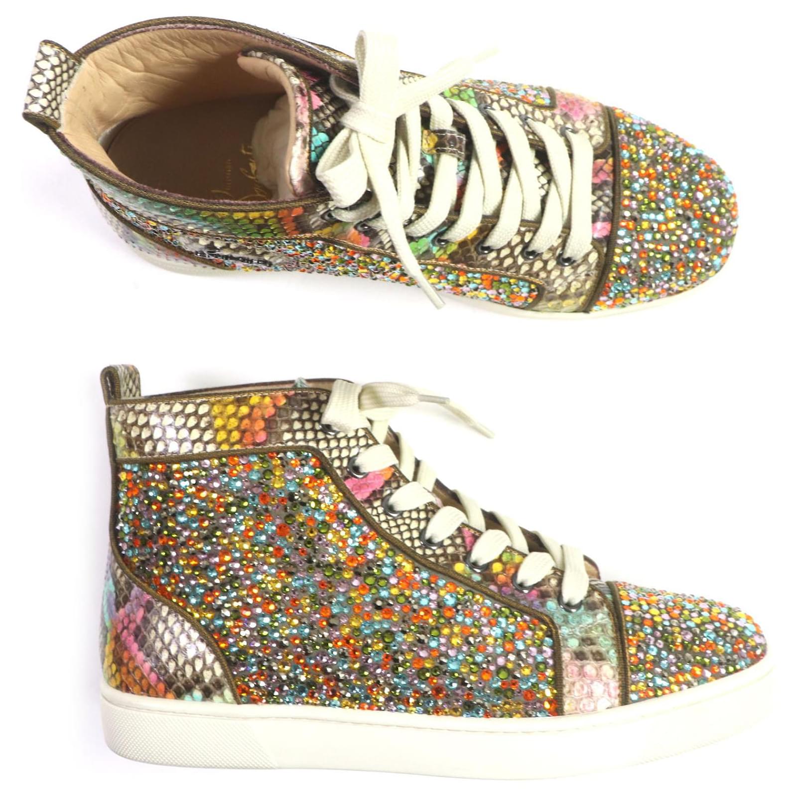 Christian Louboutin Swarovski Python Leather Sneakers