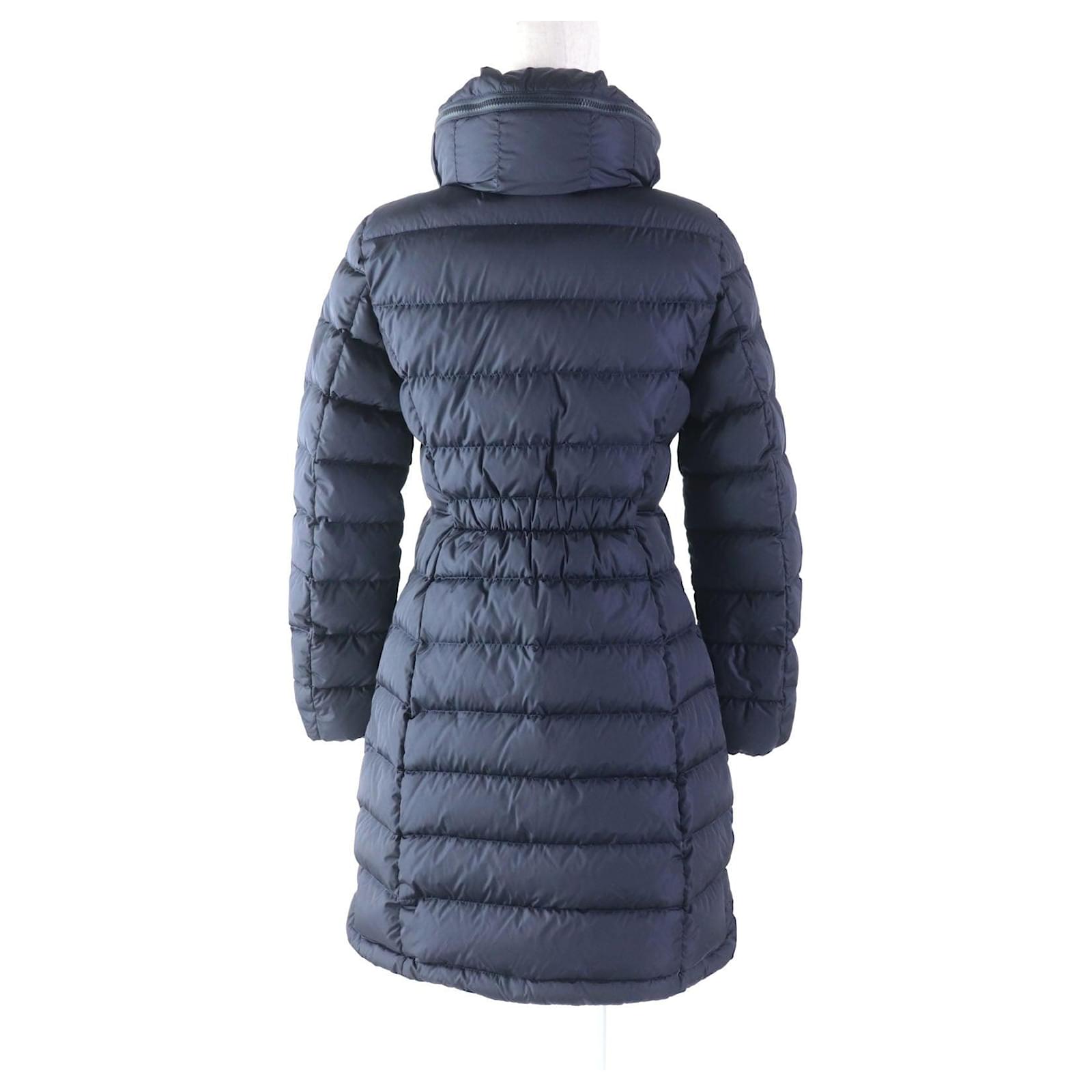 Moncler FLAMMETTE Nylon Down Coat Navy Women Navy blue Cloth ref.1697788 Joli Closet