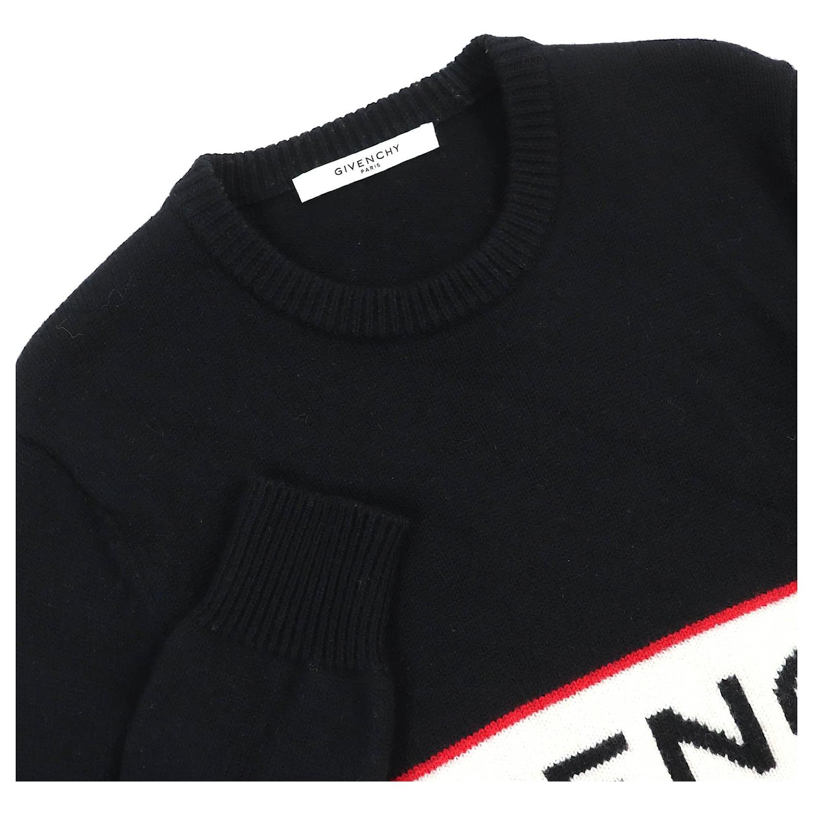 【関税・送料込み】GIVENCHY SWEATSHIRTS BLACK WOOL SWEATSHIRT Givenchy Wool Sweatshirt Sweater Black Red S ref.1698883