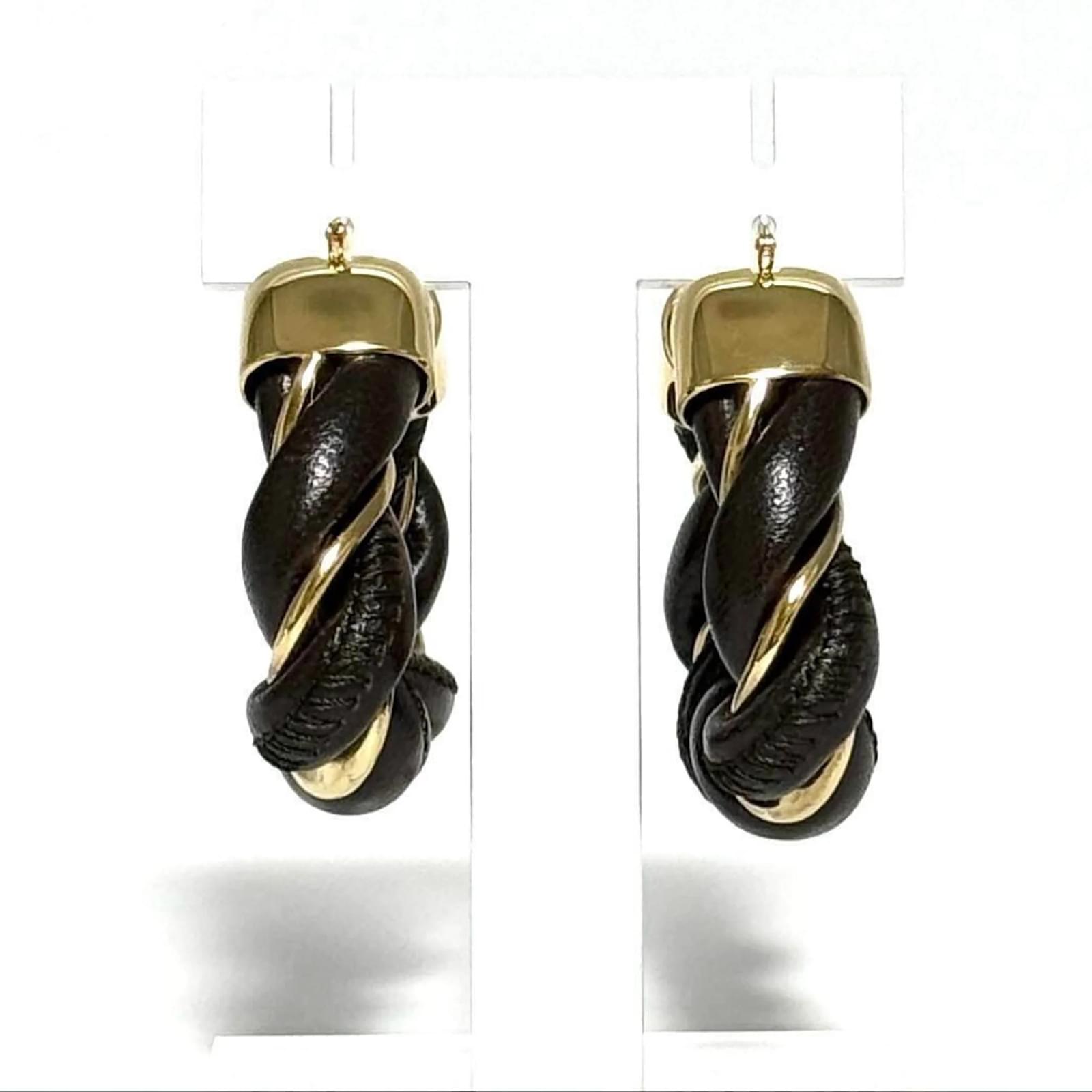 Bottega Veneta Women's Hoop Triangle Twist Earrings Dark