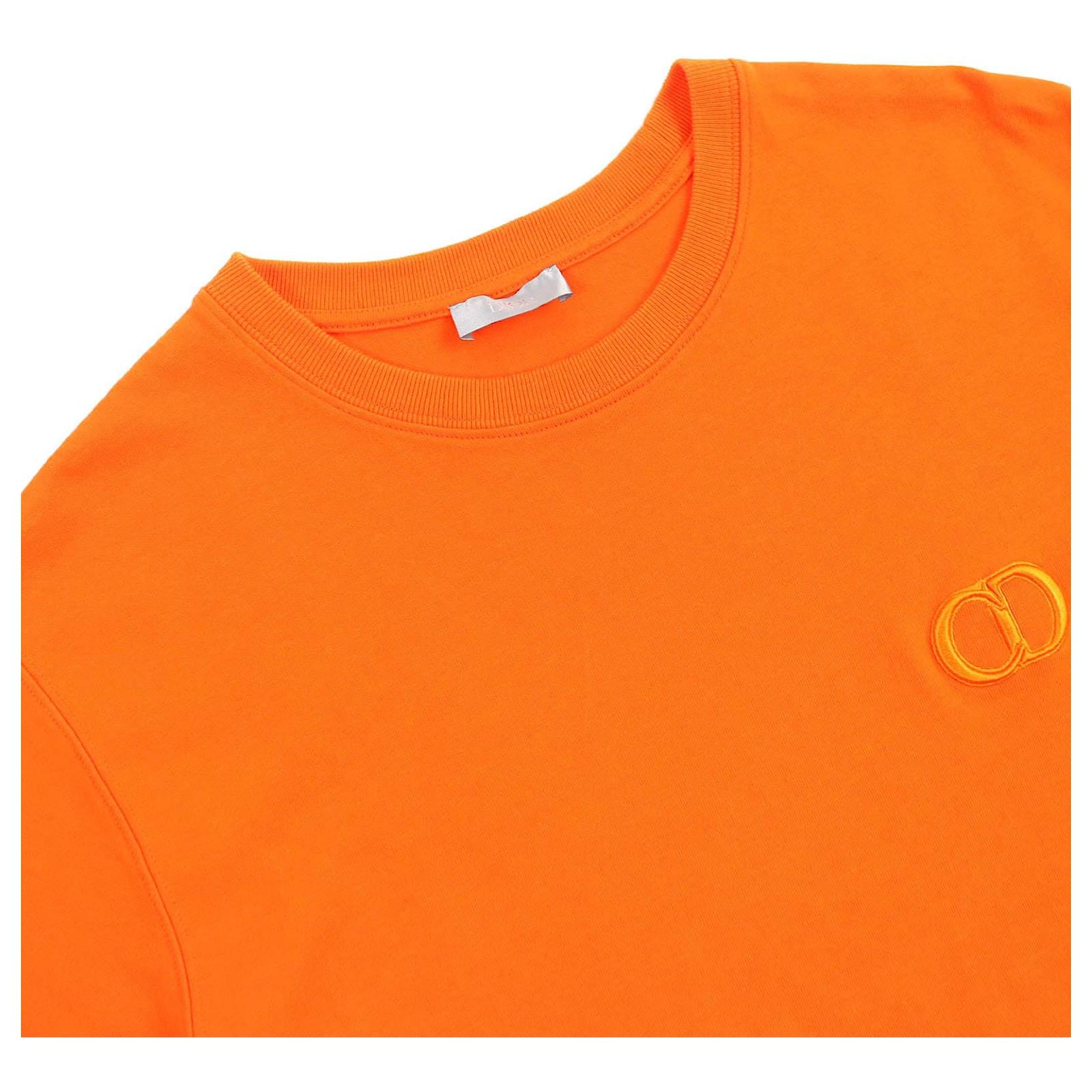 Dior CD ICON Embroidered Logo T-shirt Orange L Cotton ref.1703193